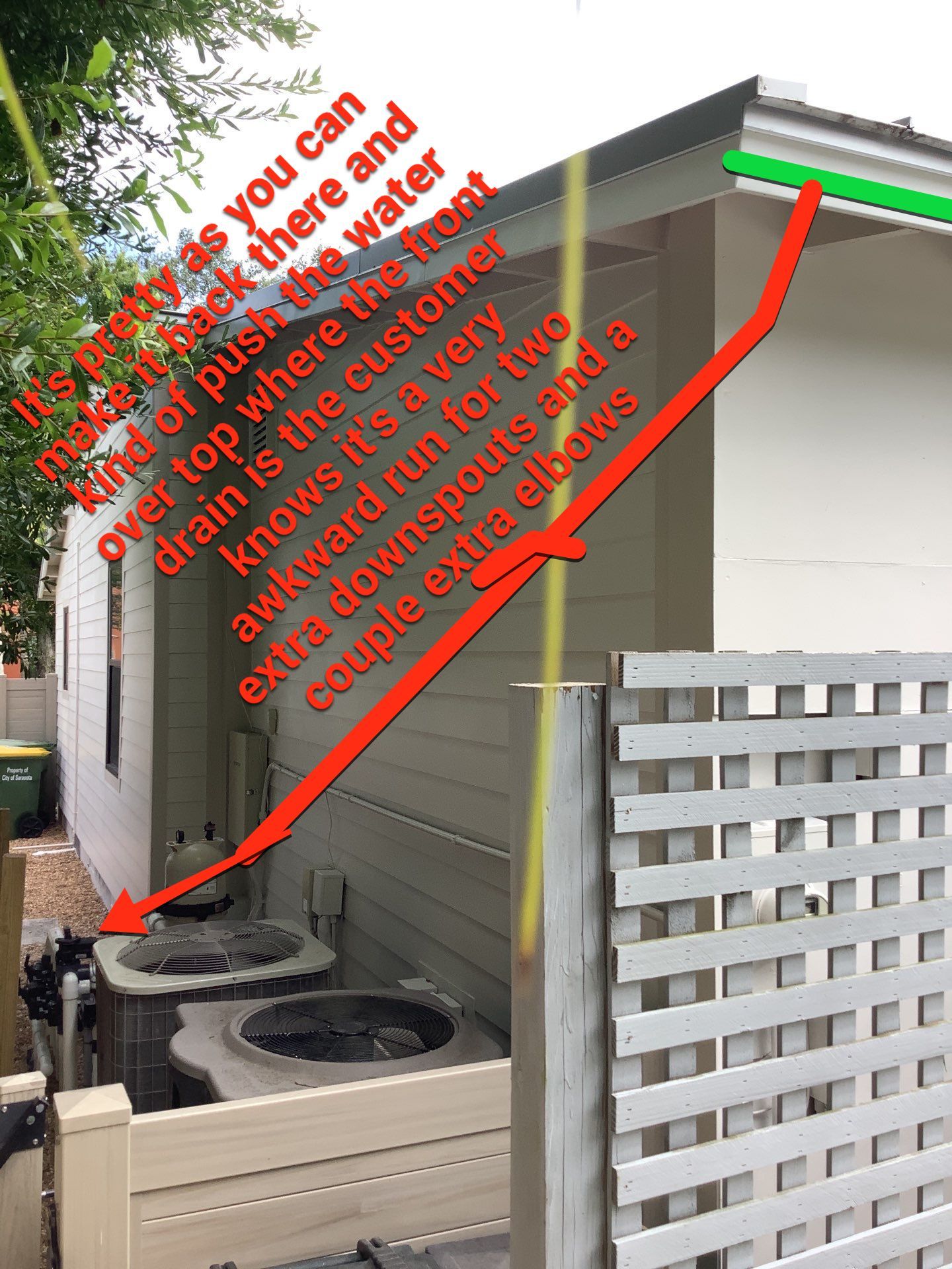 Aluminum Seamless Gutters using 3X4 Elbow Downspout in Sarasota FL by Gutter Professors