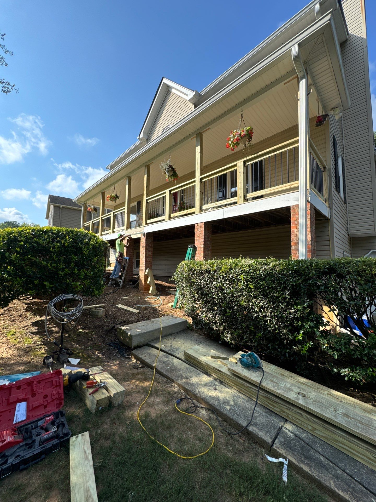 Elevated Deck Construction and Front Porch Renovation in Powder Springs by Swift Home Renovations