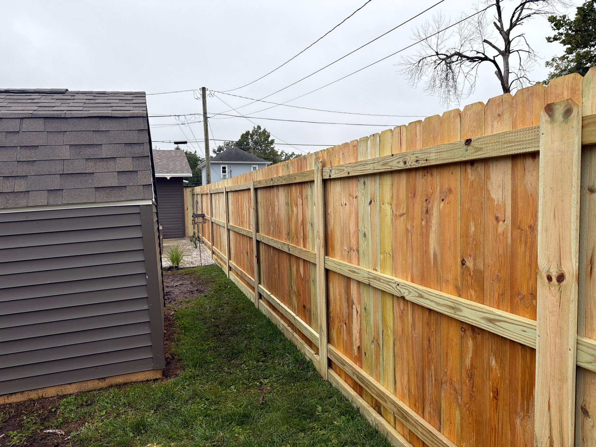 Custom Wood Privacy Fence and Black Chain Link Gate in Independence by Perfect Picket Fence and Stain