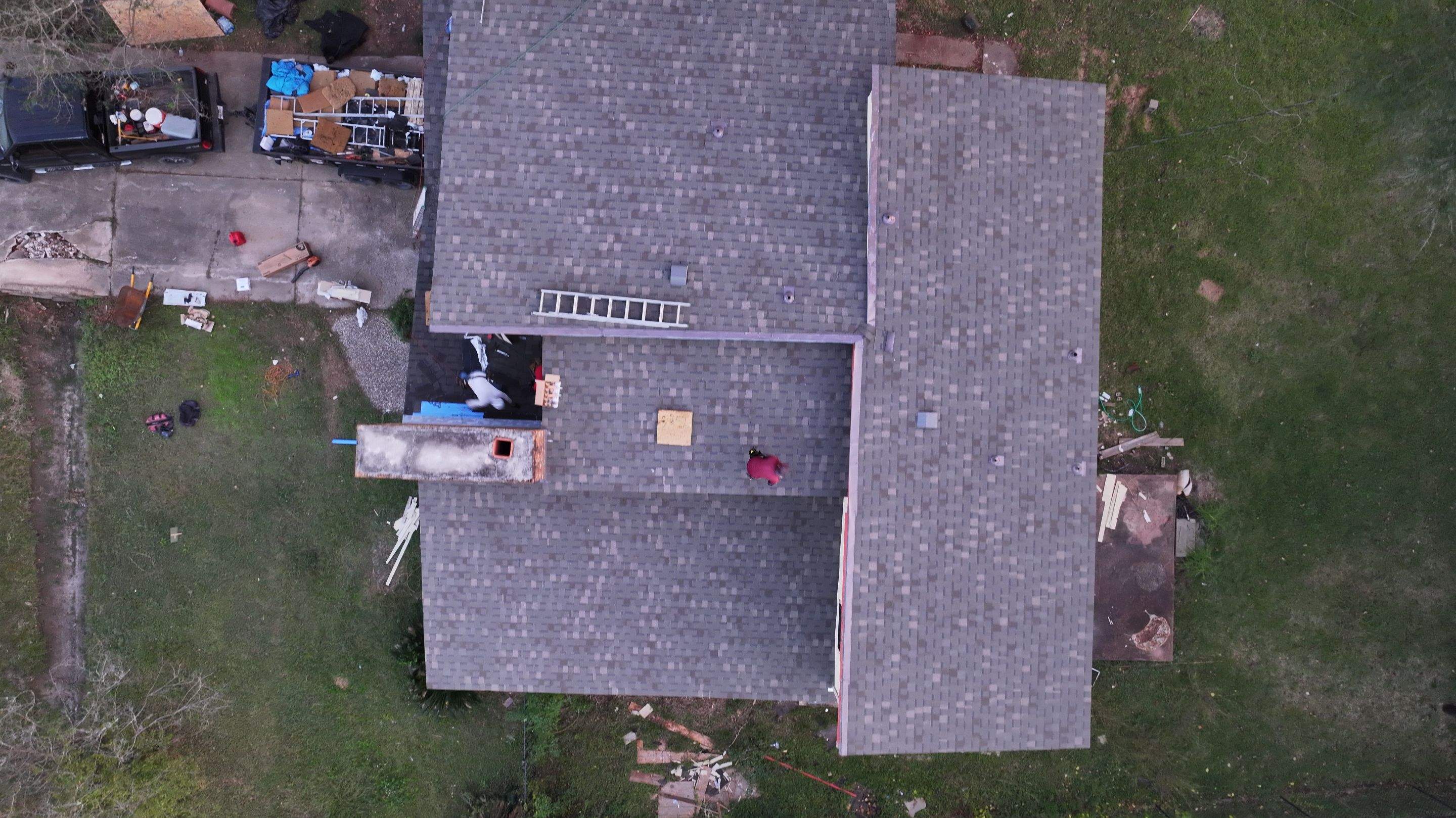 Roof Replacement with Chimney Flashing Detail — Houston, TX by PL Roofing & SB Roofing, LLC.