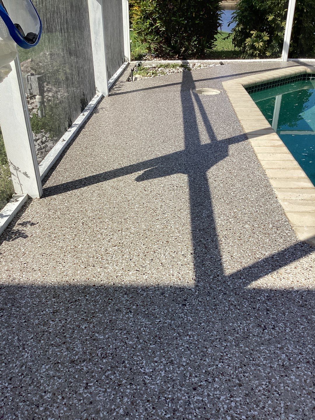 Patio using Pebble Beach by Amvet concrete coatings llc