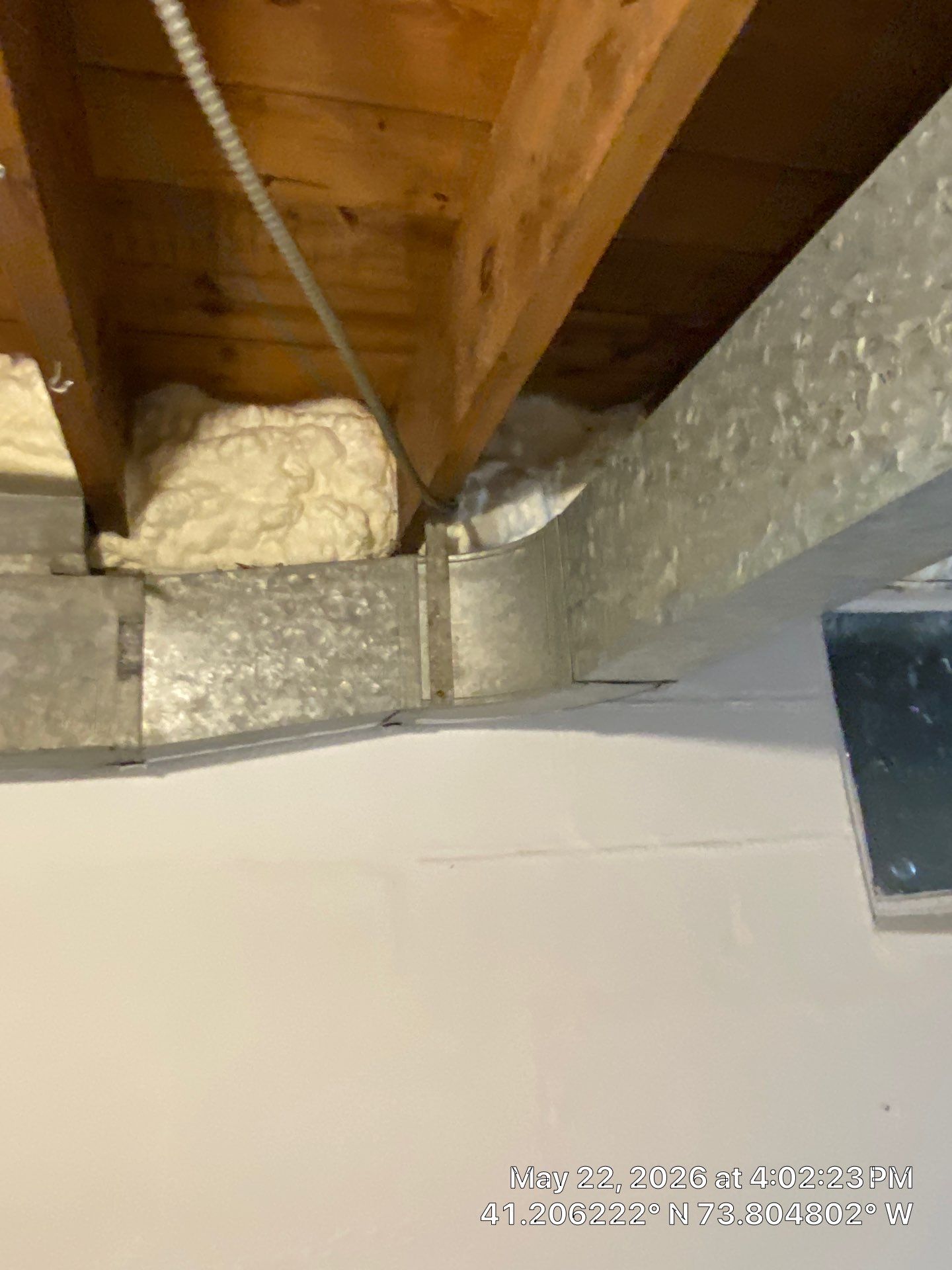 Rim Joist using open cell spray foam by NYS Foam & Energy