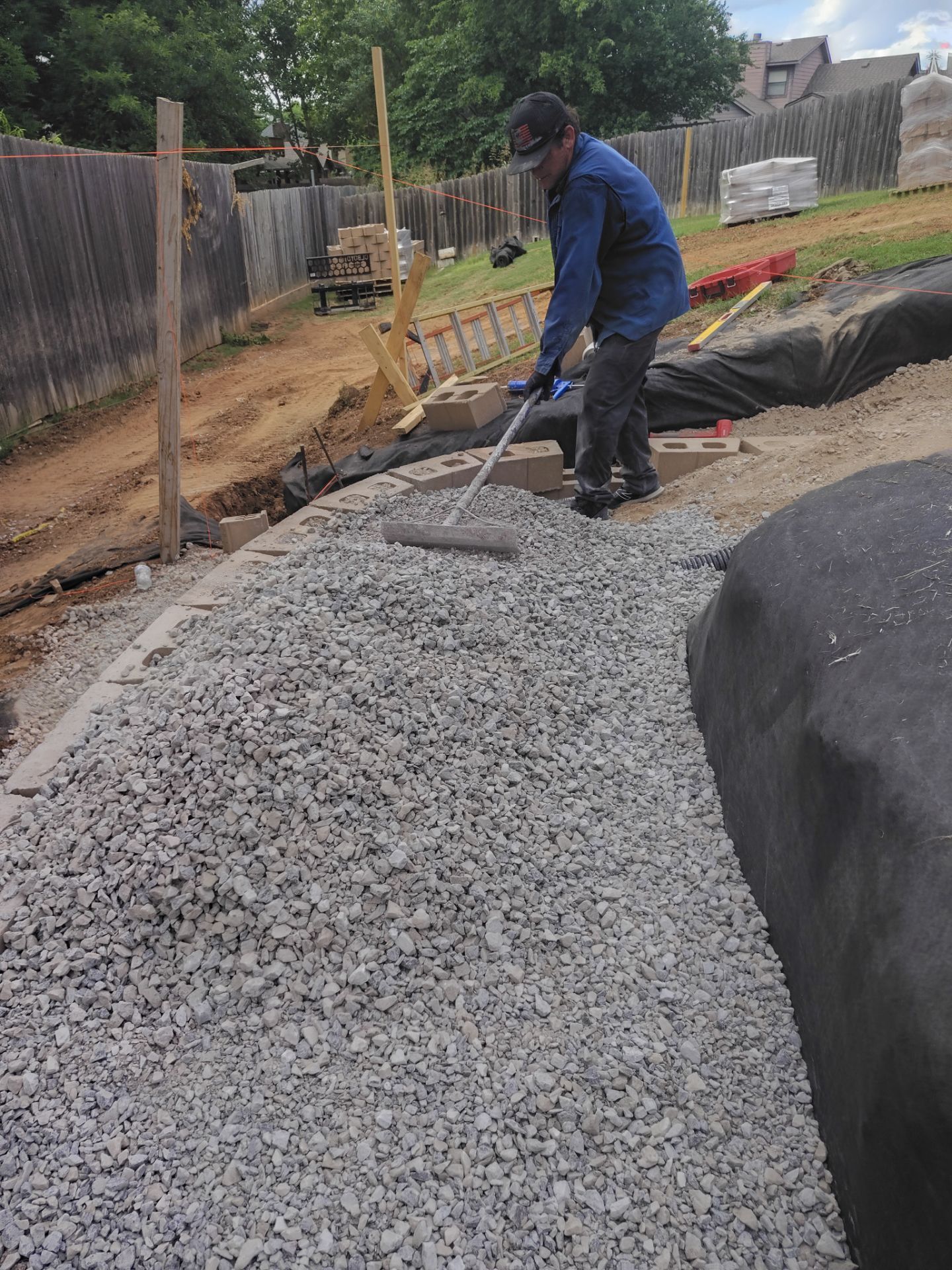 Custom Segmental Block Retaining Wall and Sod Installation in Lawton by Clays Services Inc