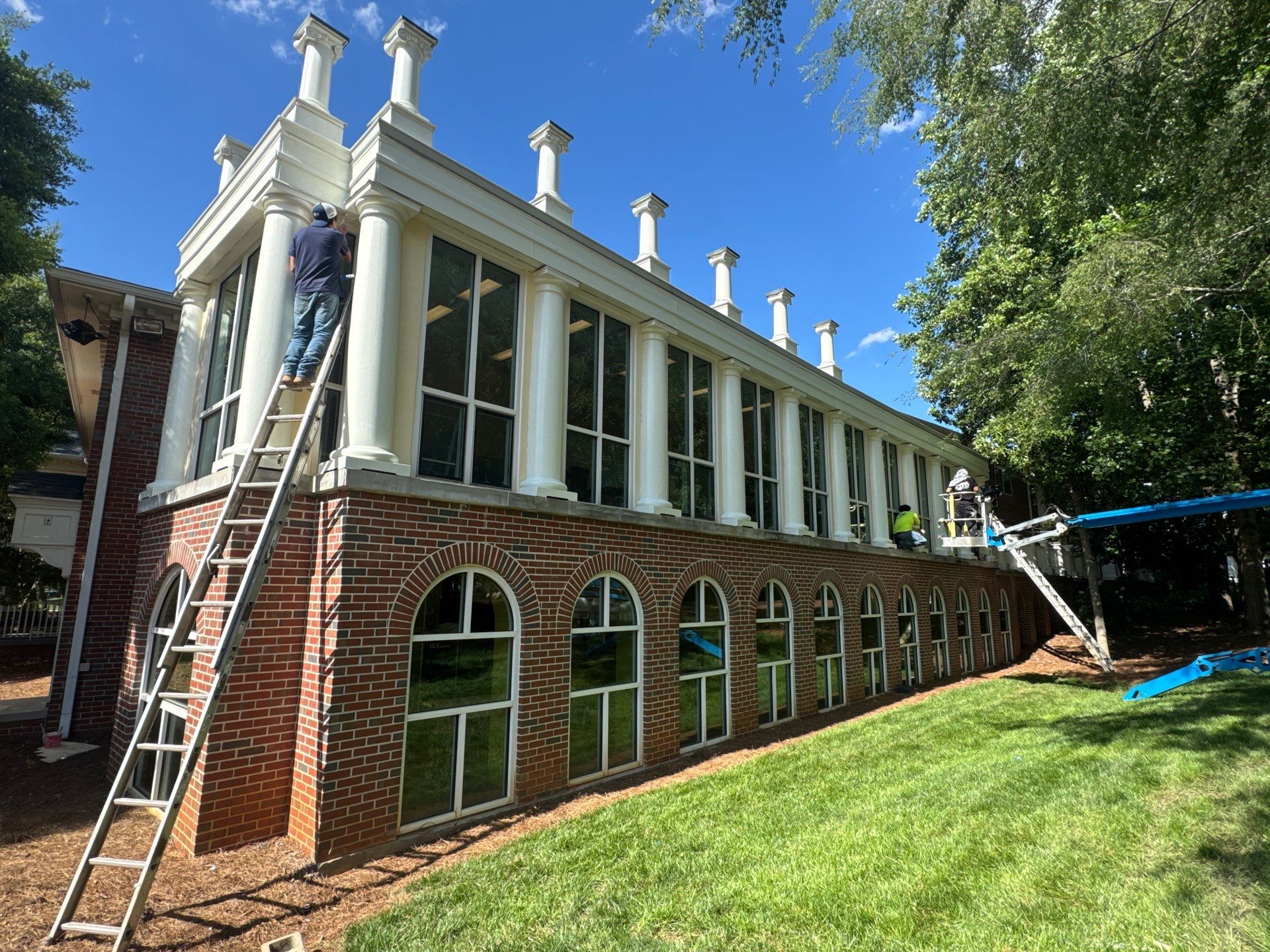 Architectural Column Restoration and Exterior Painting in Oxford by PGP Surface Solutions, LLC