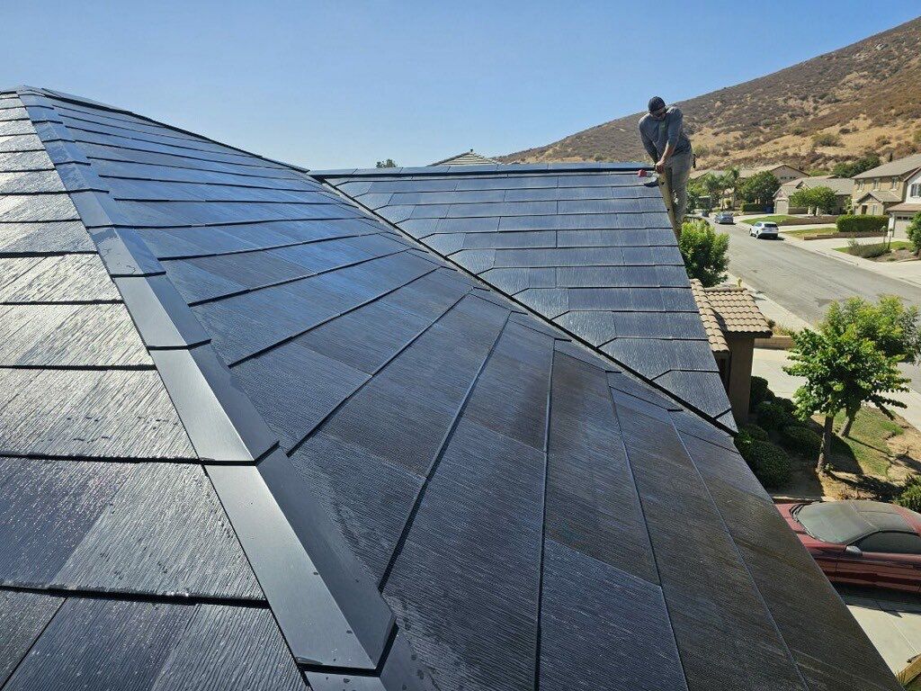 Tesla Roof Cleaning in Fontana California by Palm Coast Solar Cleaning