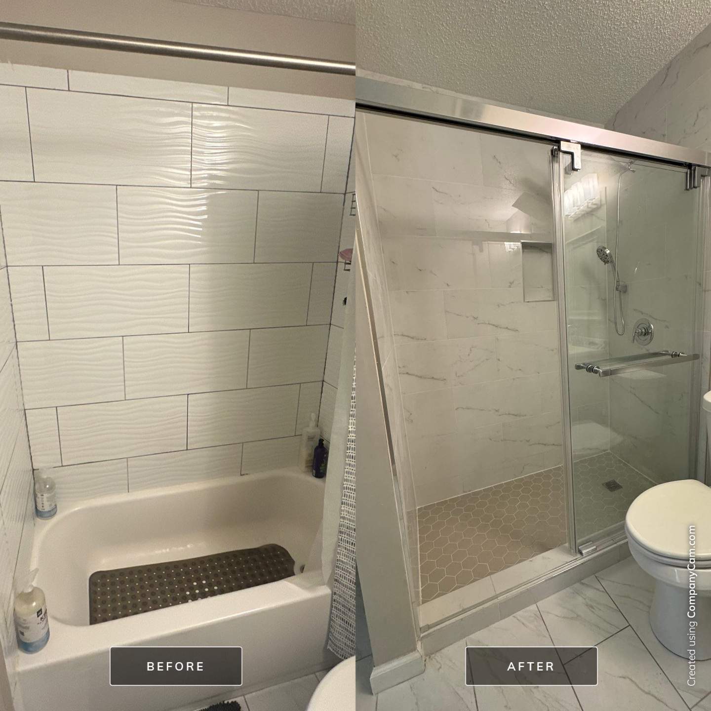 Tub to walk-in shower conversion by Prudencio