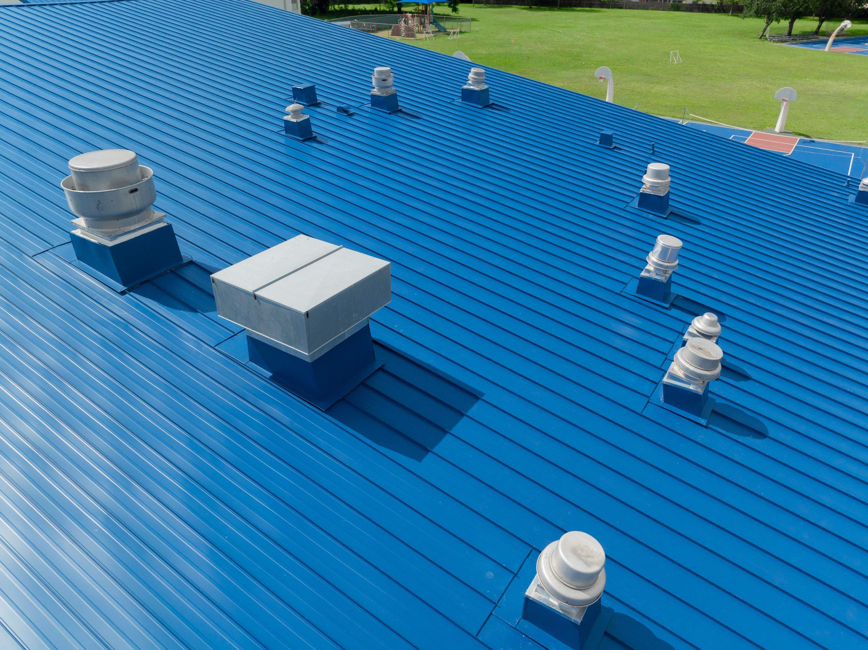 24ga 1.5" Mechanical Seam Slate Blue by Total Roofing System The Metal Roof Experts