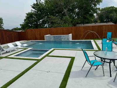 Geometric Pool with Raised Spa and Stone Coping