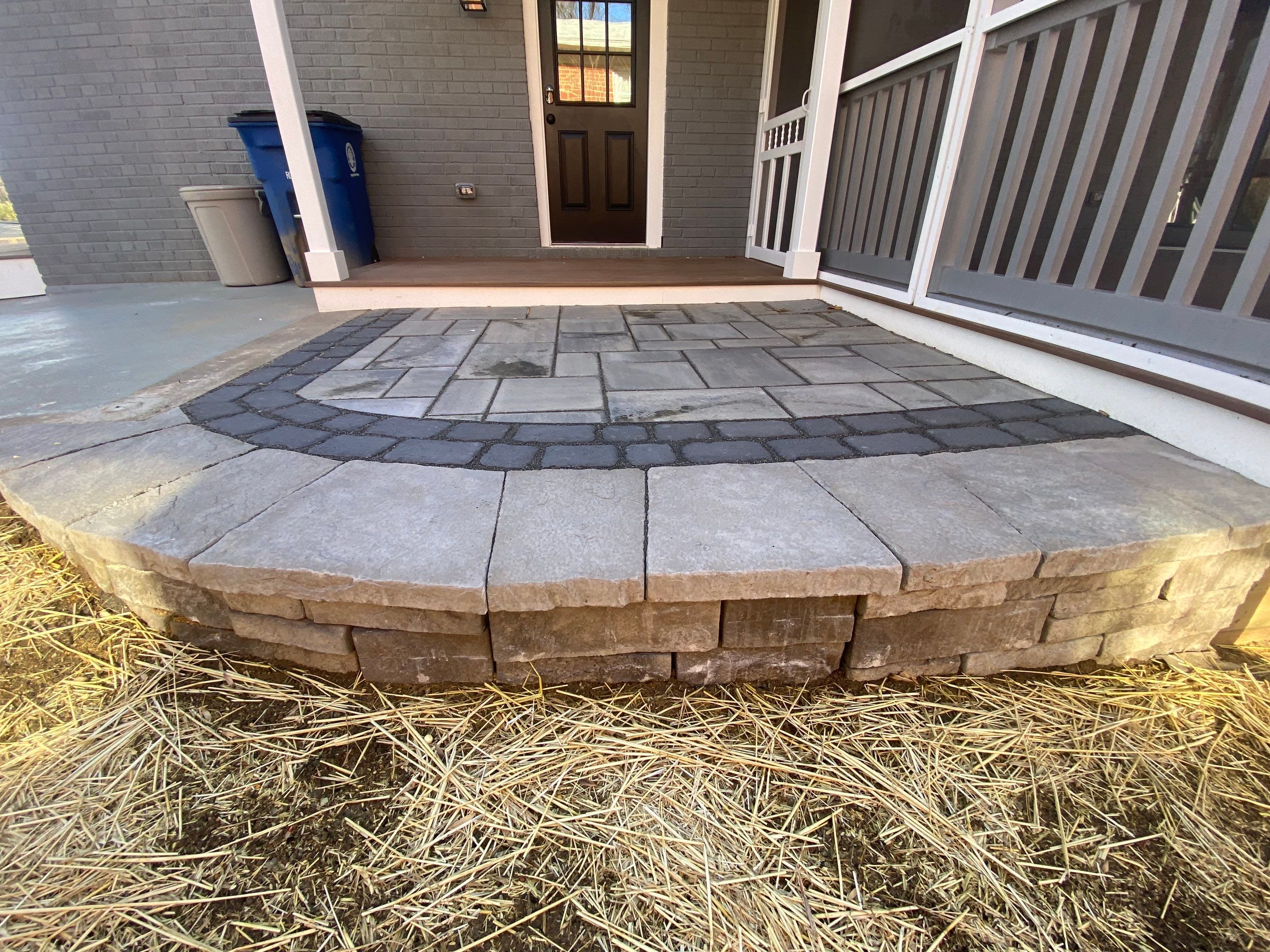 Retaining wall, walkway, small patio and landscape install by The Smet Companies, LLC