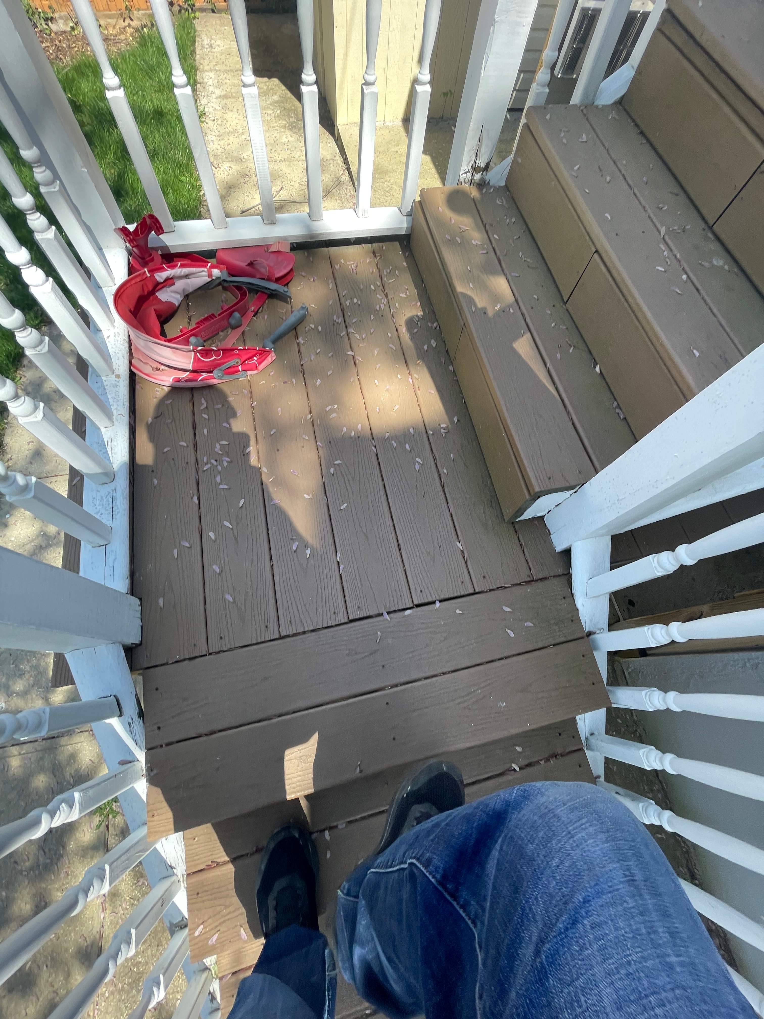 Deck resurfacing, railing replacement and concrete resurfacing by Fairfax Contractors, LLC