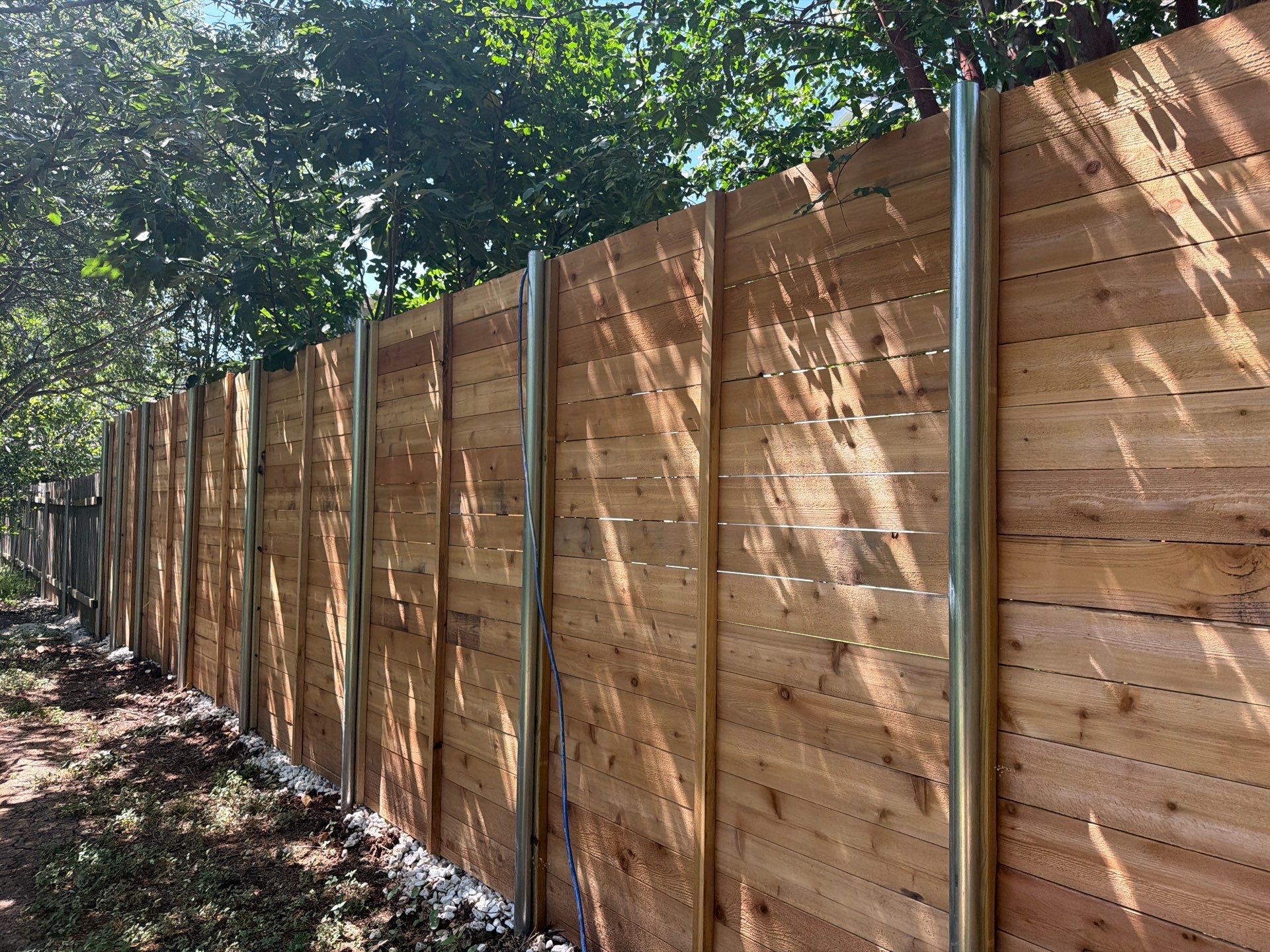 Custom Horizontal Cedar Privacy Fence and Gate Installation in Austin by Rhino Home Care