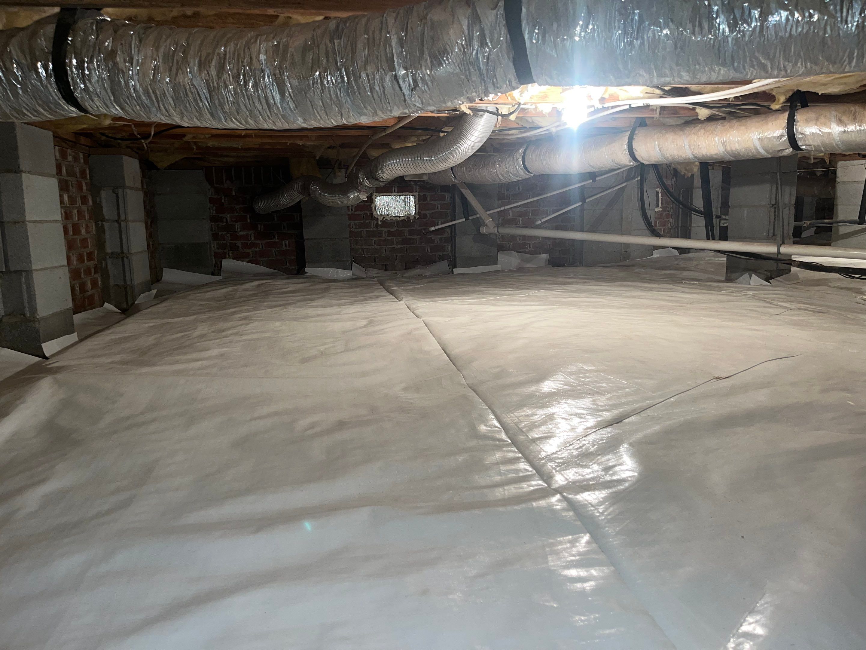 Dehumidifier and Moisture Barrier install with Structural repairs. by Impact Crawlspace