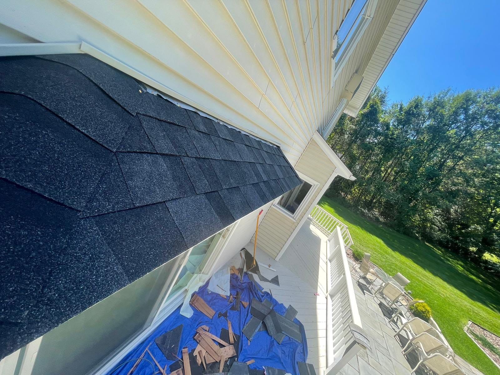 Residential Roofing Installation using Owens Corning TruDefinition Duration AR - Onyx Black & New Siding Using Mainstreet Charcoal Gray by A Plus Exterior