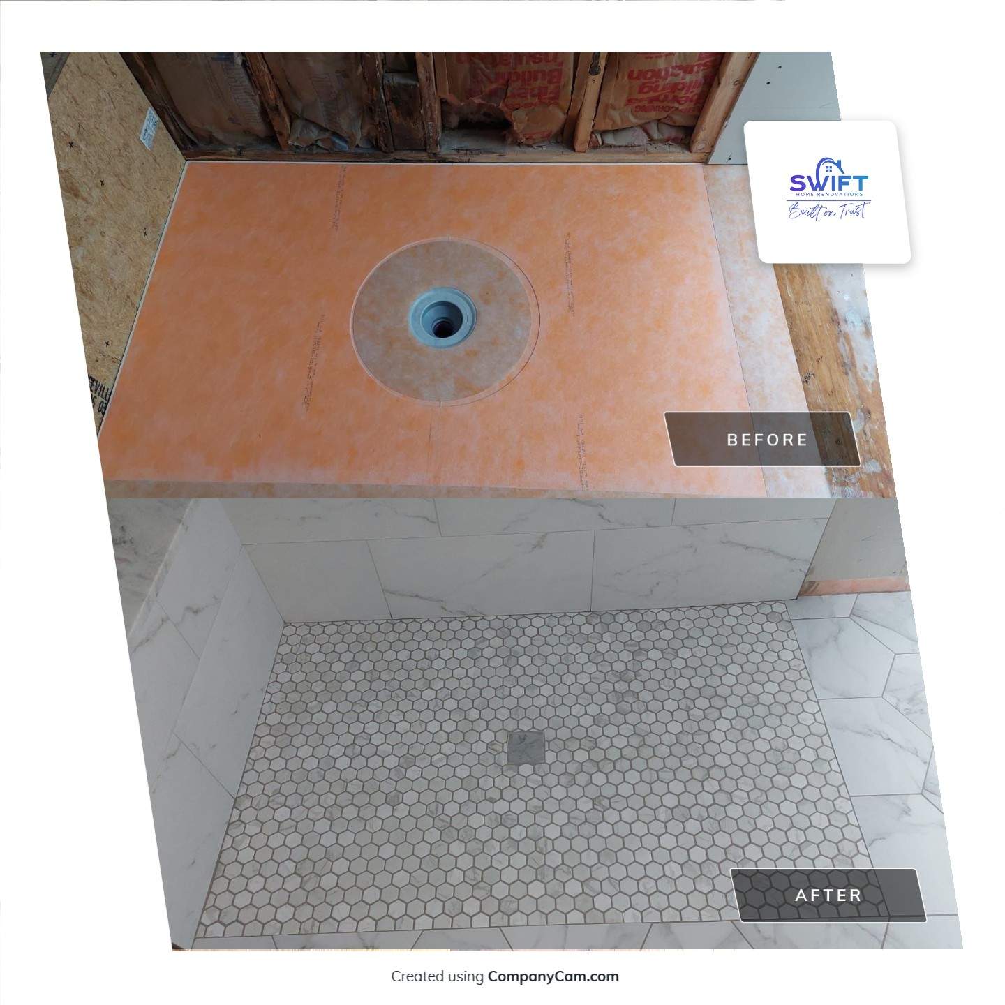 Luxury Bathroom Remodel with Marble Tiles in Kennesaw by Swift Home Renovations 