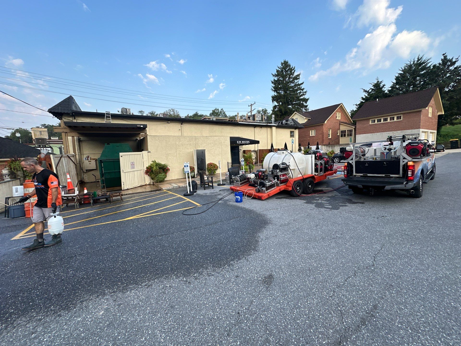 Commercial Exterior Cleaning and Concrete Washing for Sykesville Restaurant by Baltimore Pressure Washers Inc.