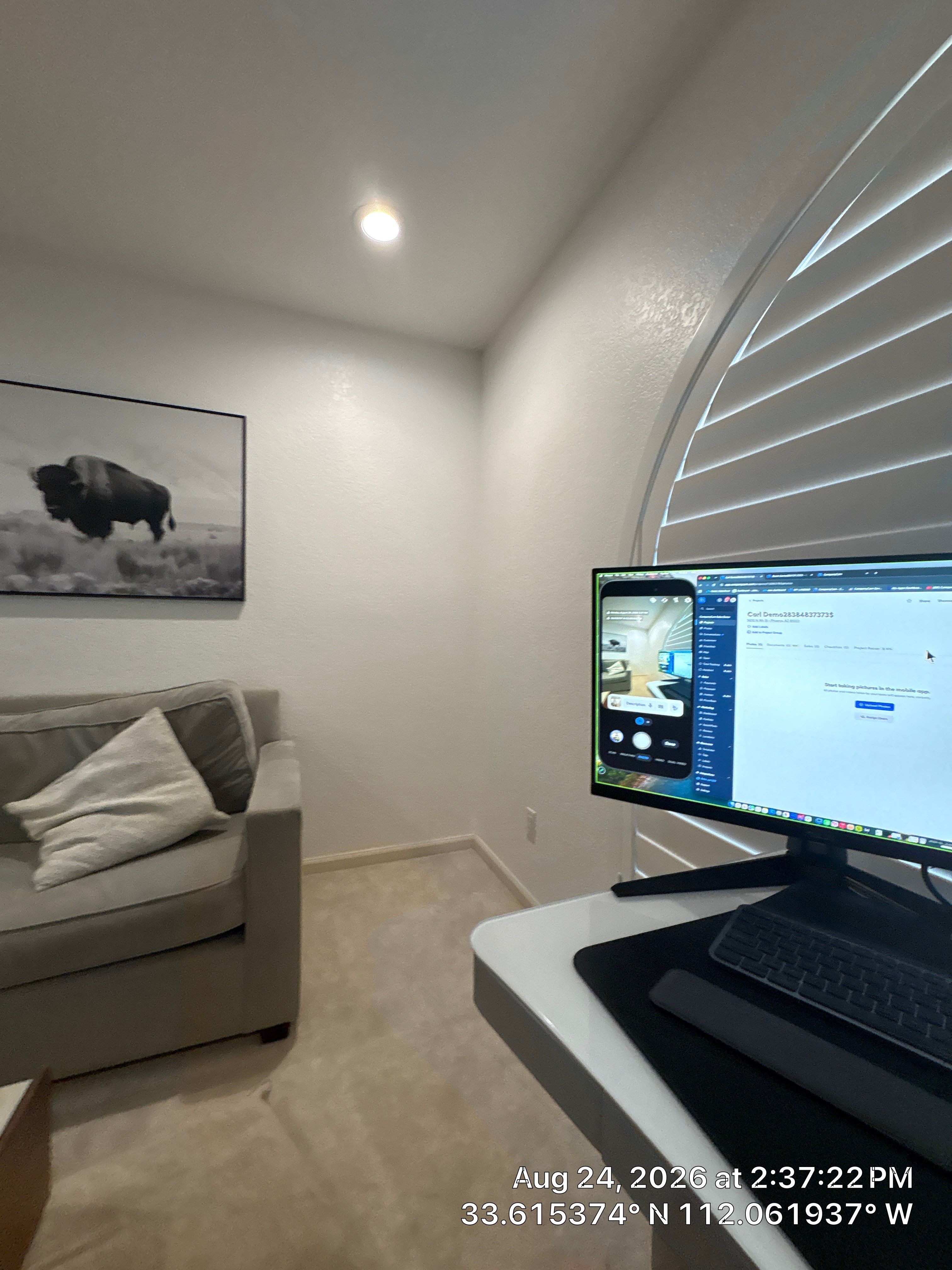 Phoenix Home Office Setup with Plantation Shutters and AV Installation by CompanyCam Sales Demo