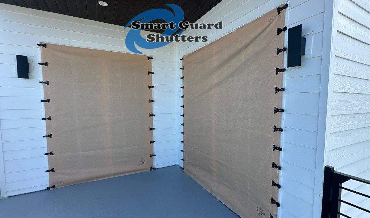  AstroGuard Hurricane Fabric & Impact Bahamas in Jet Black by Smart Guard Shutters