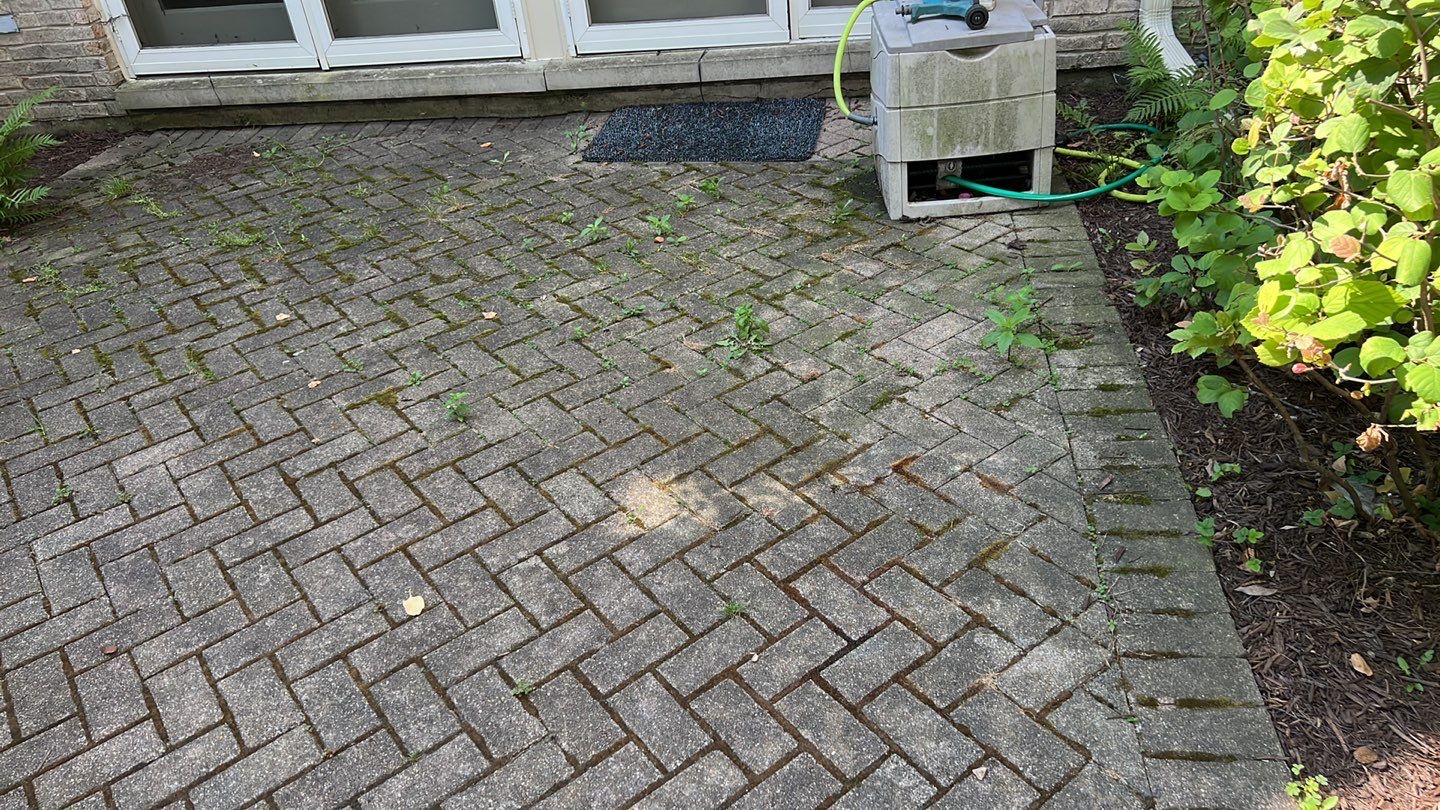 Brick paver clean, sand and seal.  using Polysweep polymeric sand by Northern Power Washing LLC.