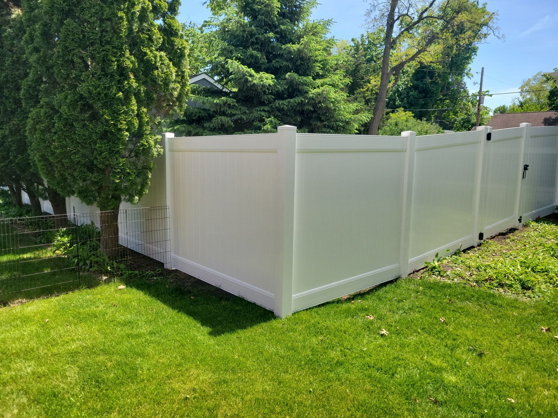Residential White Vinyl Privacy Fence Installation in Waterloo by Perfect Picket Fence and Stain