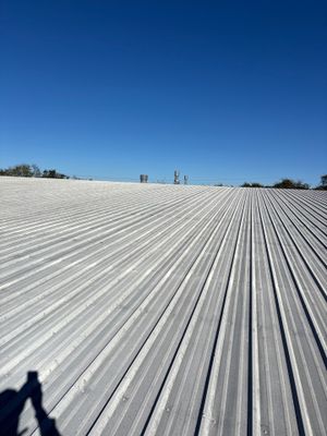 Wide angle view of a commercial metal roof