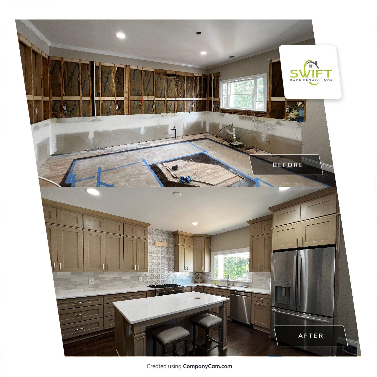 Kitchen Remodel in Roswell Featuring Shaker Cabinetry and Quartz Countertops by Swift Home Renovations 