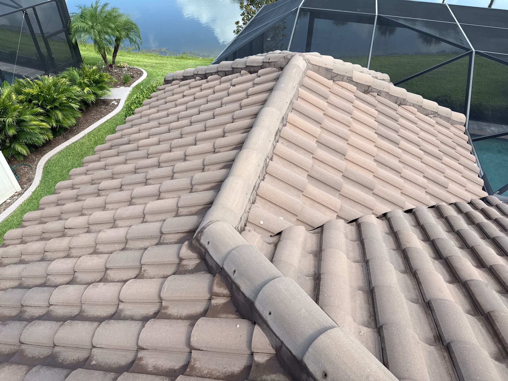 Soft Wash Roof Cleaning – Concrete Tile Roof | Artisan Lakes Esplanade, Palmetto, FL by Sunshine AquaWash