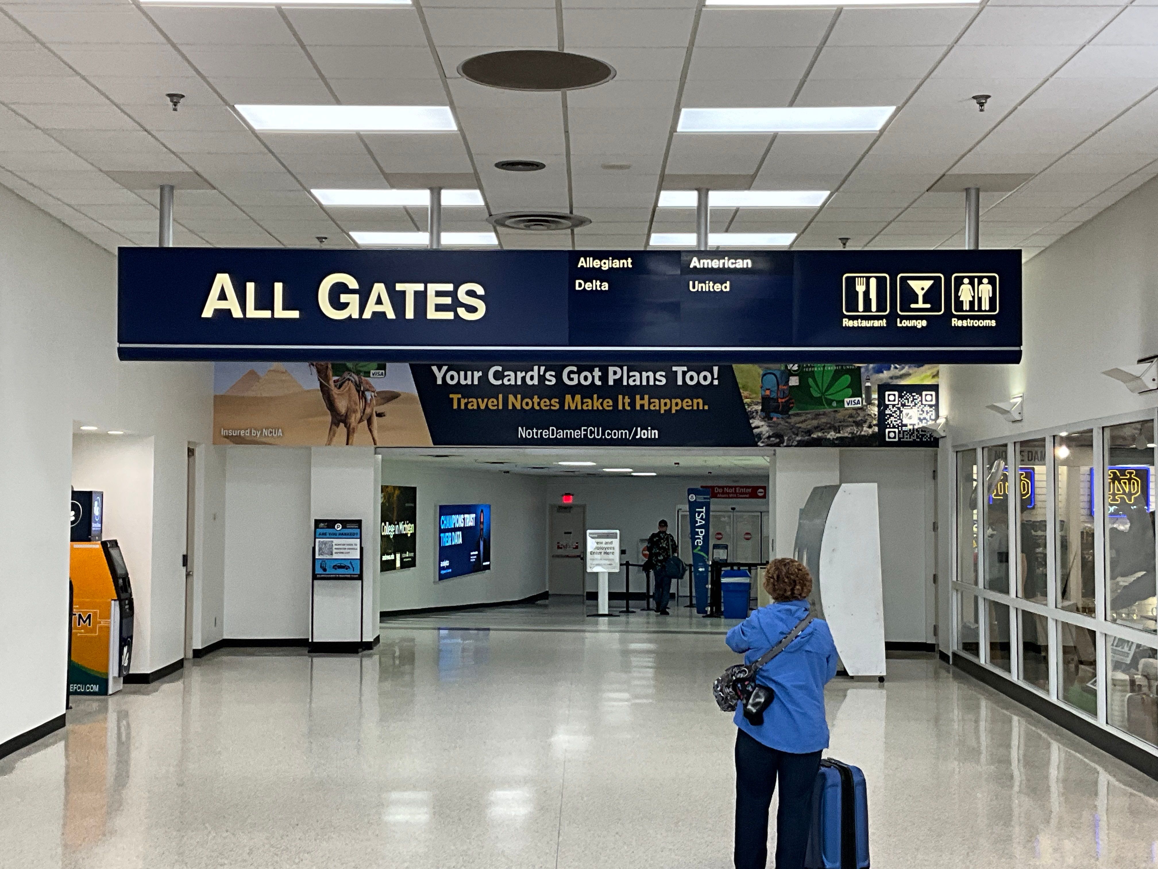 South Bend Airport Interior Wayfinding and Backlit Signage Installation by Hayes Design co