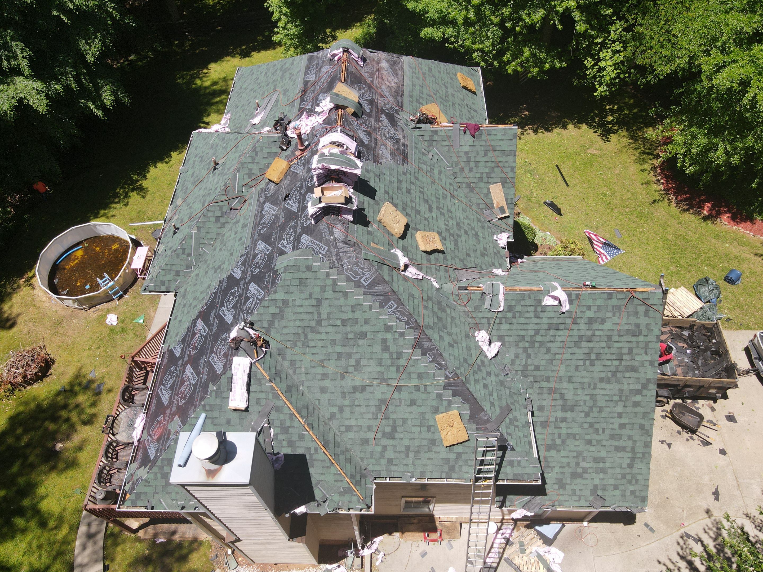 Residential Roofing Installation using Owens Corning Chateau Green  by Inspector Roofing and Restoration