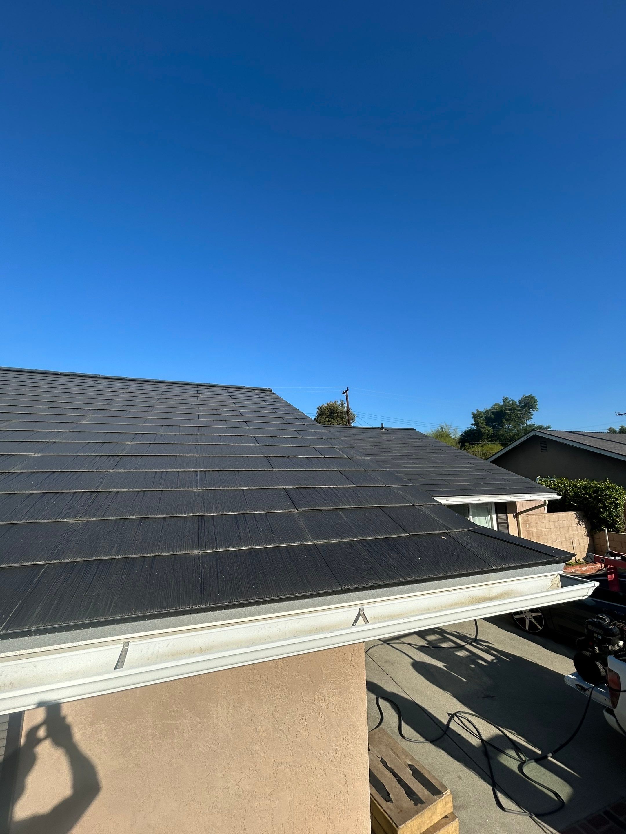 Tesla Roof Cleaning in La Verne Ca by Palm Coast Solar Cleaning