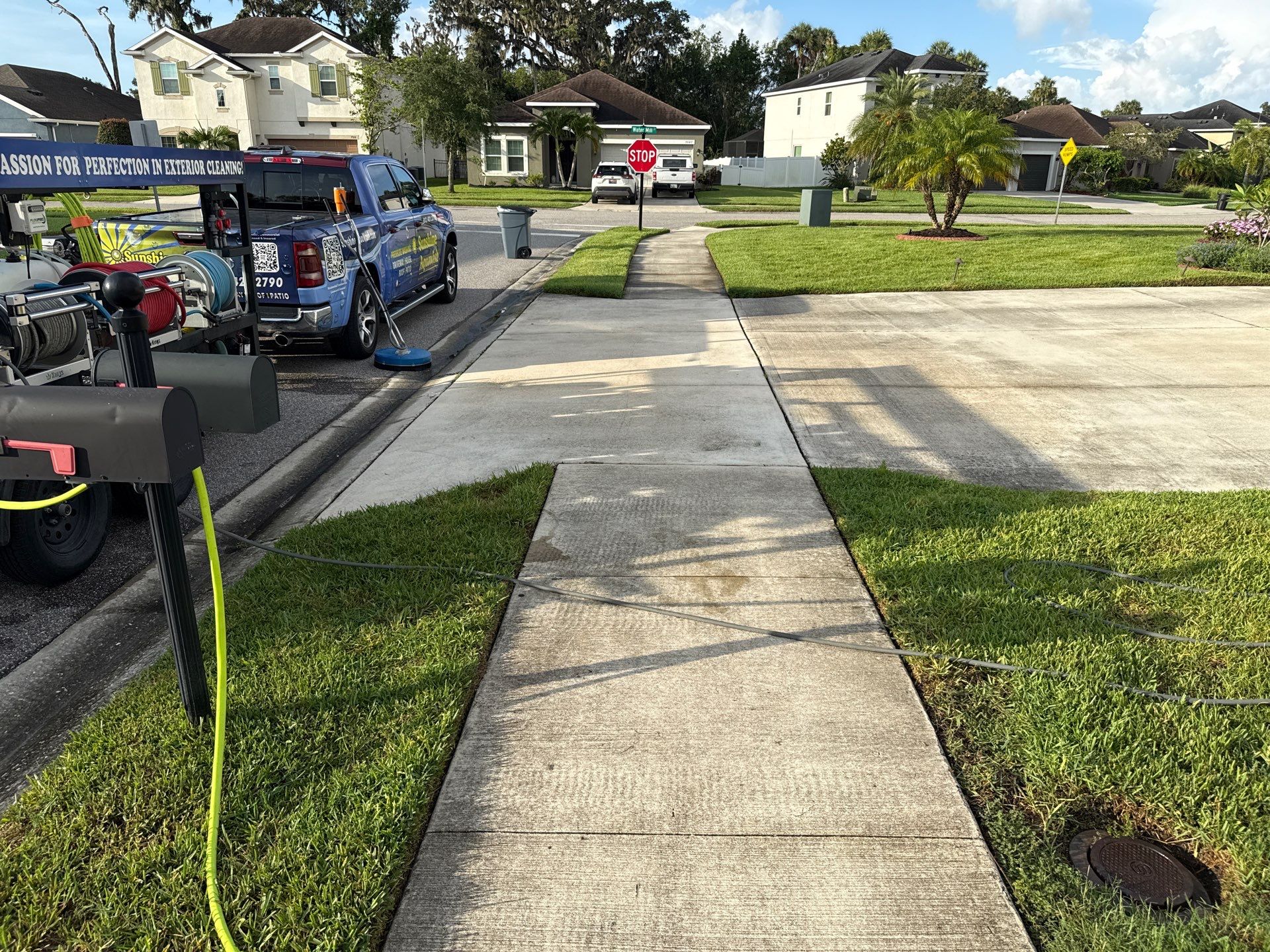 Large Corner Lot Concrete Cleaning in Old Mill Preserve – Palmetto, FL by Sunshine AquaWash