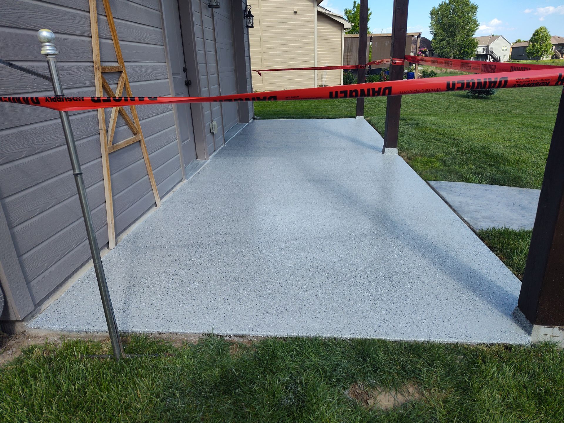 GORGEOUS Nebraska Patio Coating with Stamped Concrete Border 🌅 by Revival Concrete Coatings