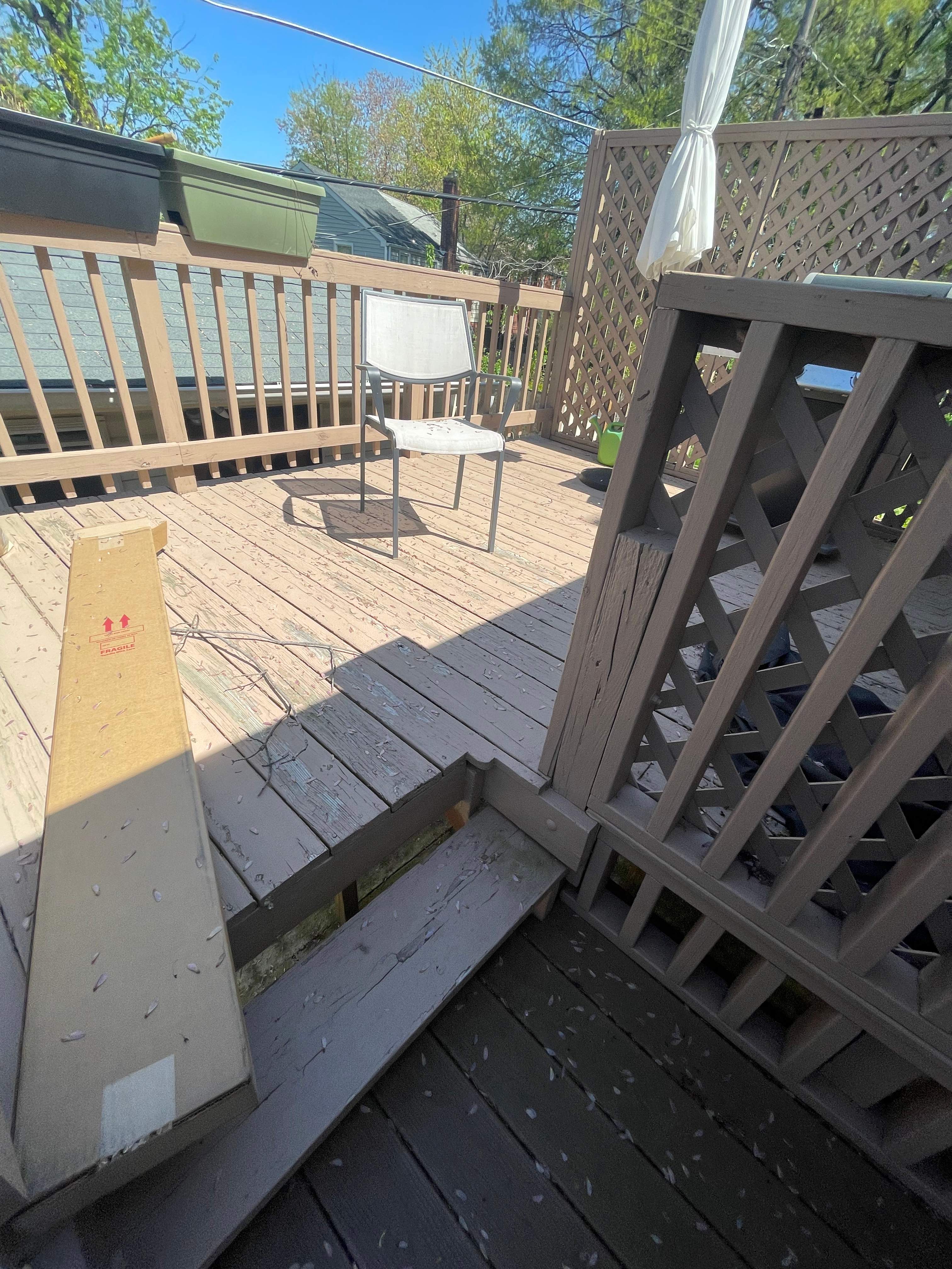 Deck resurfacing, railing replacement and concrete resurfacing by Fairfax Contractors, LLC