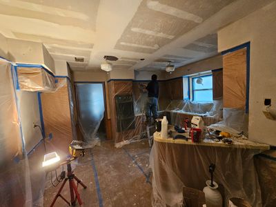 Roof replacement, popcorn removal, fence stain & paint