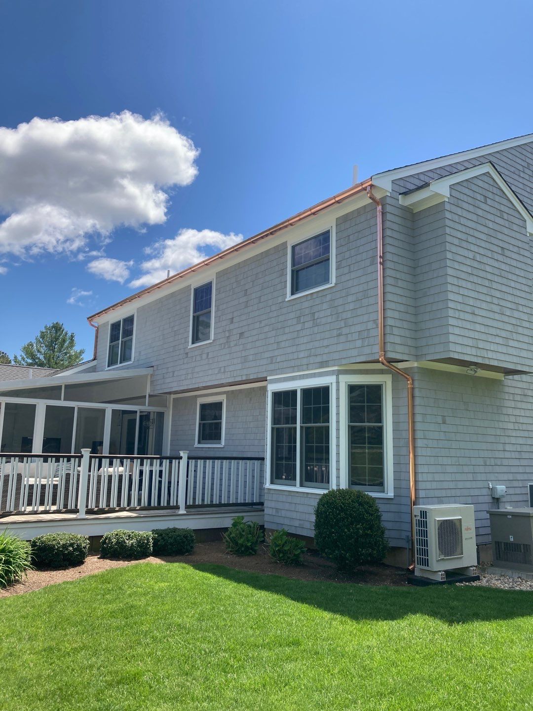 Gutter Installation using 6" Half Round Copper Gutter in Wareham, MA by Gutter Pro Enterprises