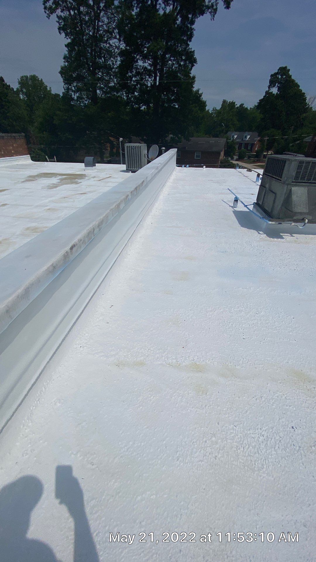 Commercial Roof Coating using Fiberseal basecoat and Silicon Topcoat by Just In Time Roofing and Restoration