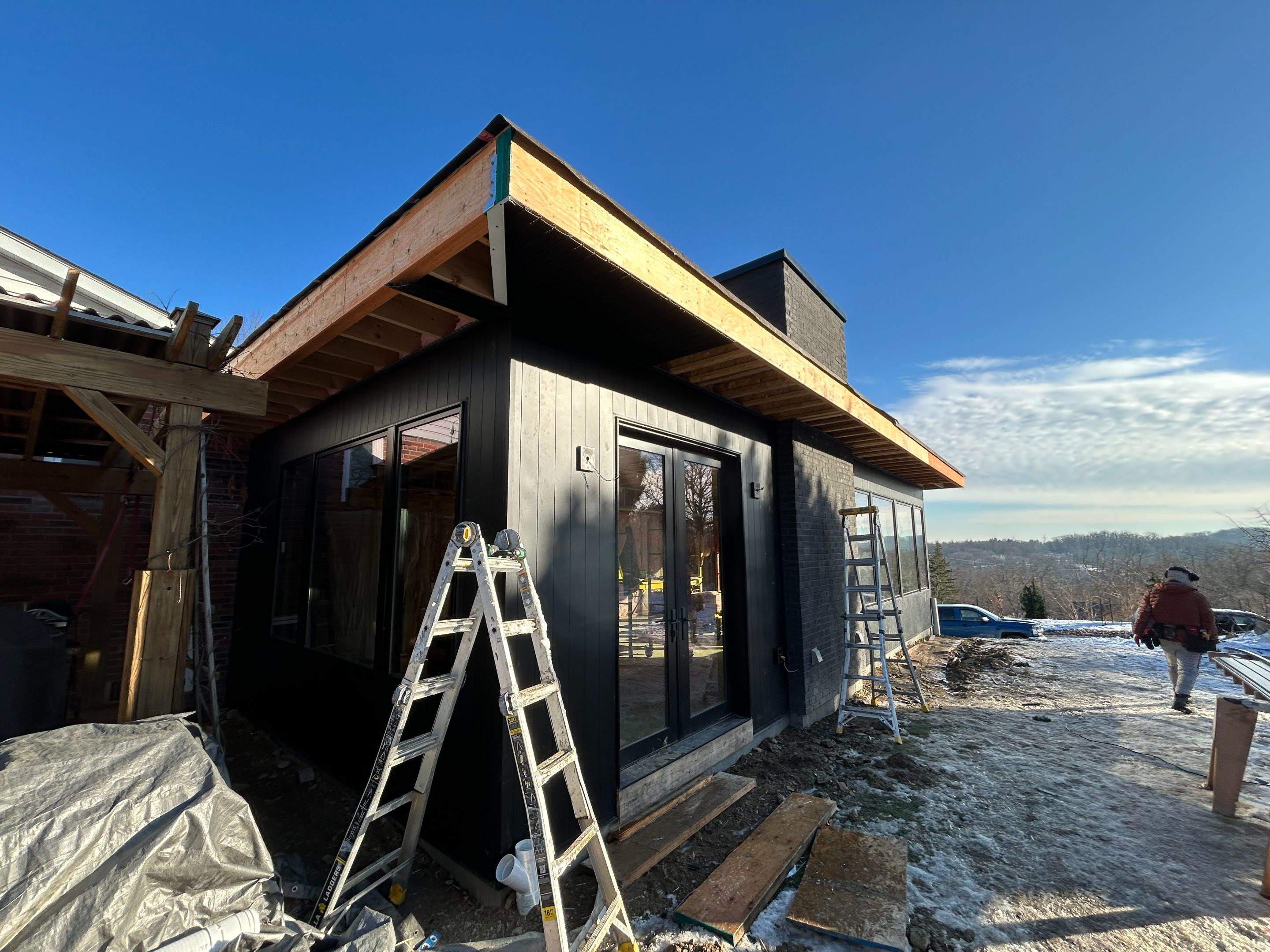 Modern Home Addition with Matte Black Siding in Pittsburgh by Ideal Siding Pittsburgh
