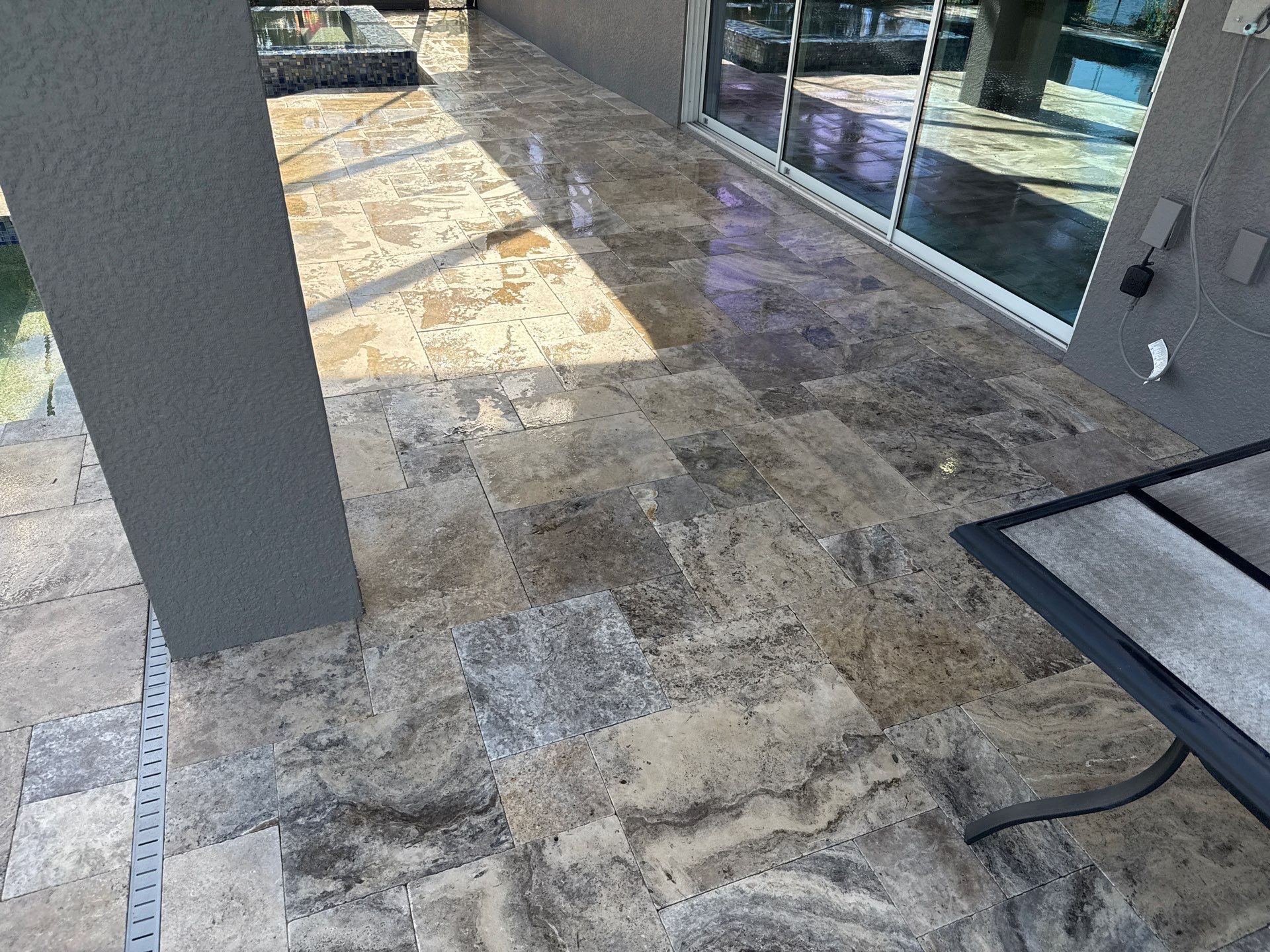 Travertine Pool Deck and Screen Enclosure Cleaning in Ellenton, FL | Oakleaf Hammock Community by Sunshine AquaWash