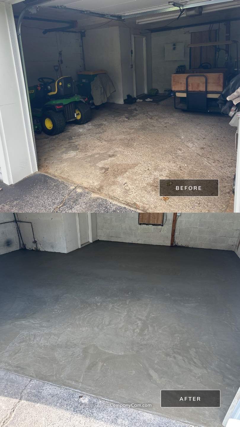 Concrete garage floor replacement  by NG Masonry & Construction LLC