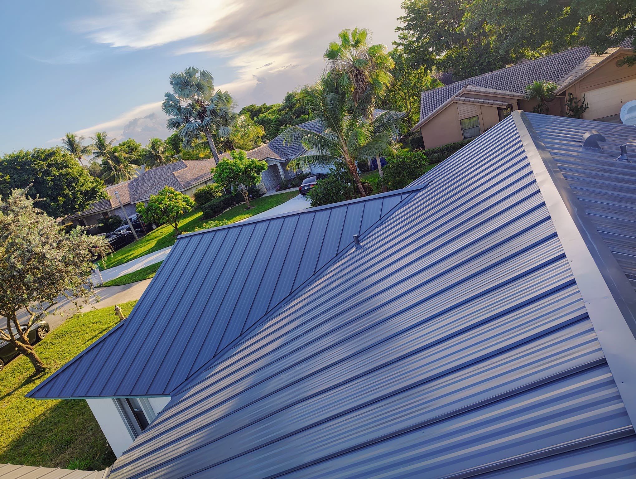 Residential Roofing Installation using 1" Nail strip metal roof by BLUES BROTHERS ROOFING