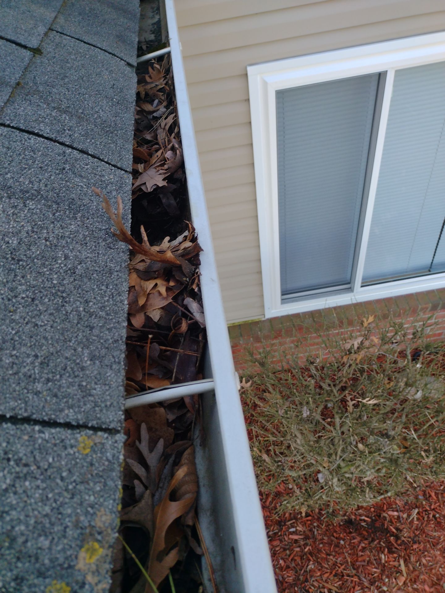 Commercial gutter cleaning Georgia before photo with filled gutters