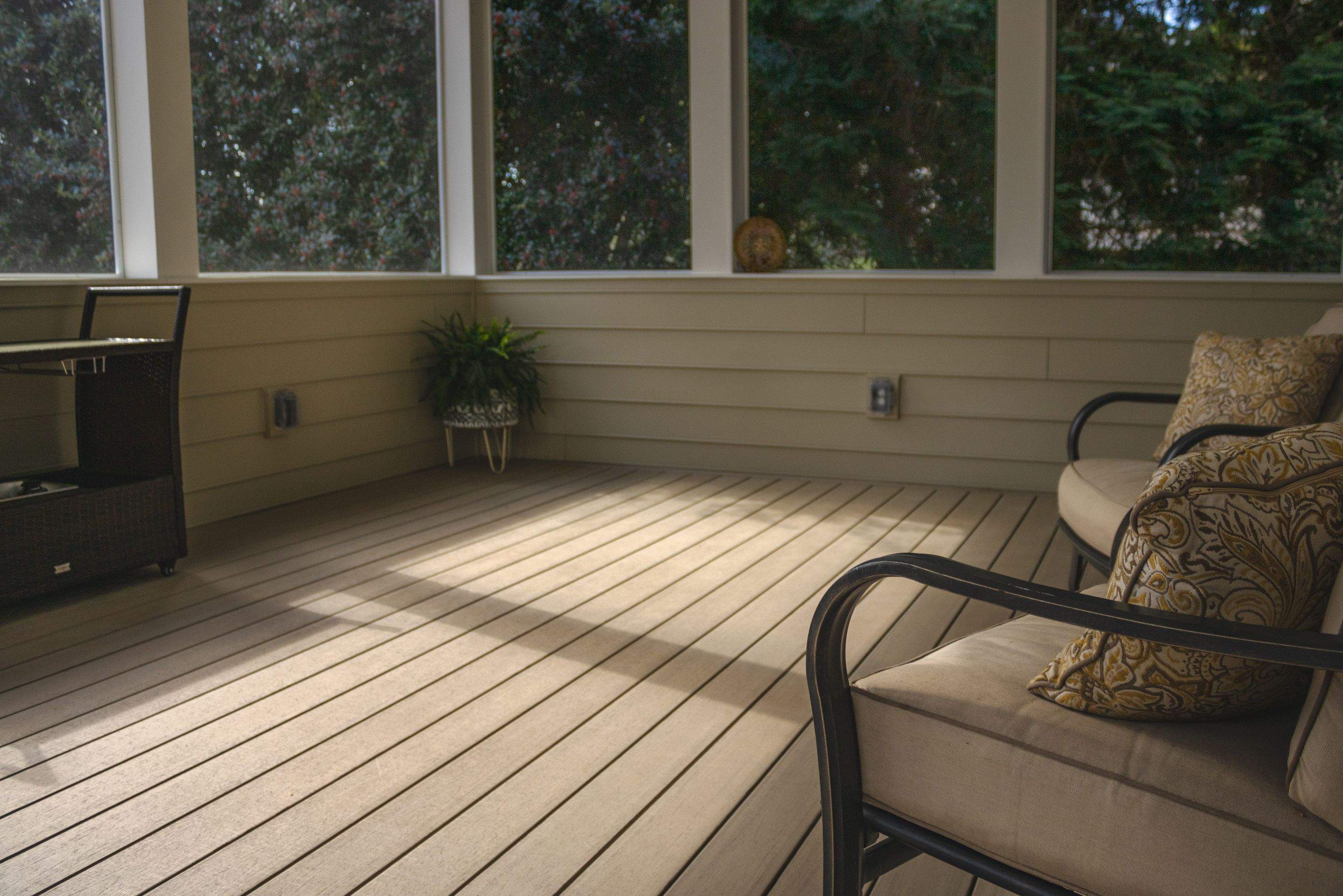 Deck Resurface and Screened-In Porch Build with Timbertech LED Lantern Post Cap Lights by Nelson Exteriors