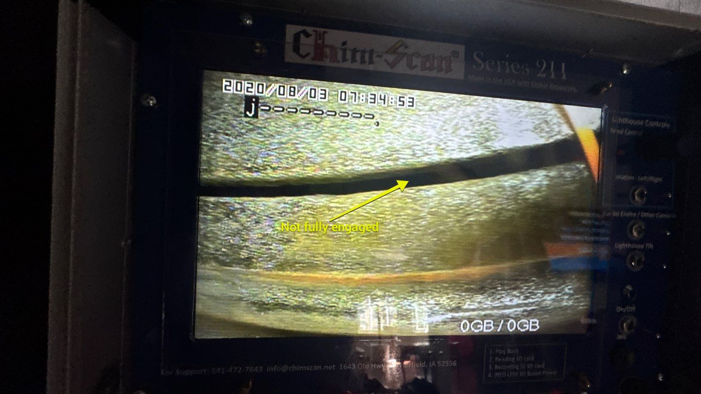 Chimney cleaning found to be with a damaged flue pipe by Hygienic Air, Inc