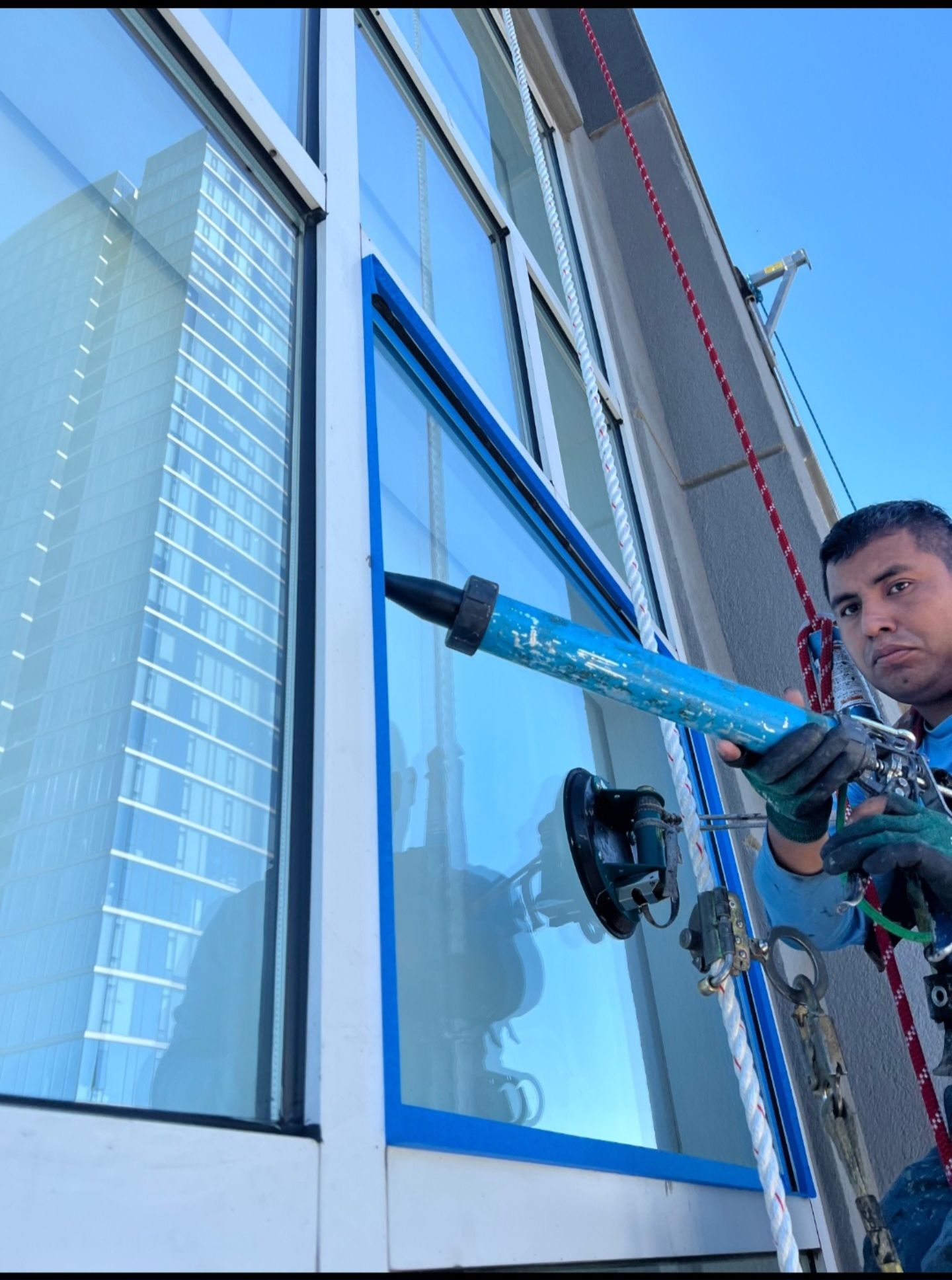 Window System Sealant Replacement on a high rise in Nashville, TN by Performance Waterproofing LLC