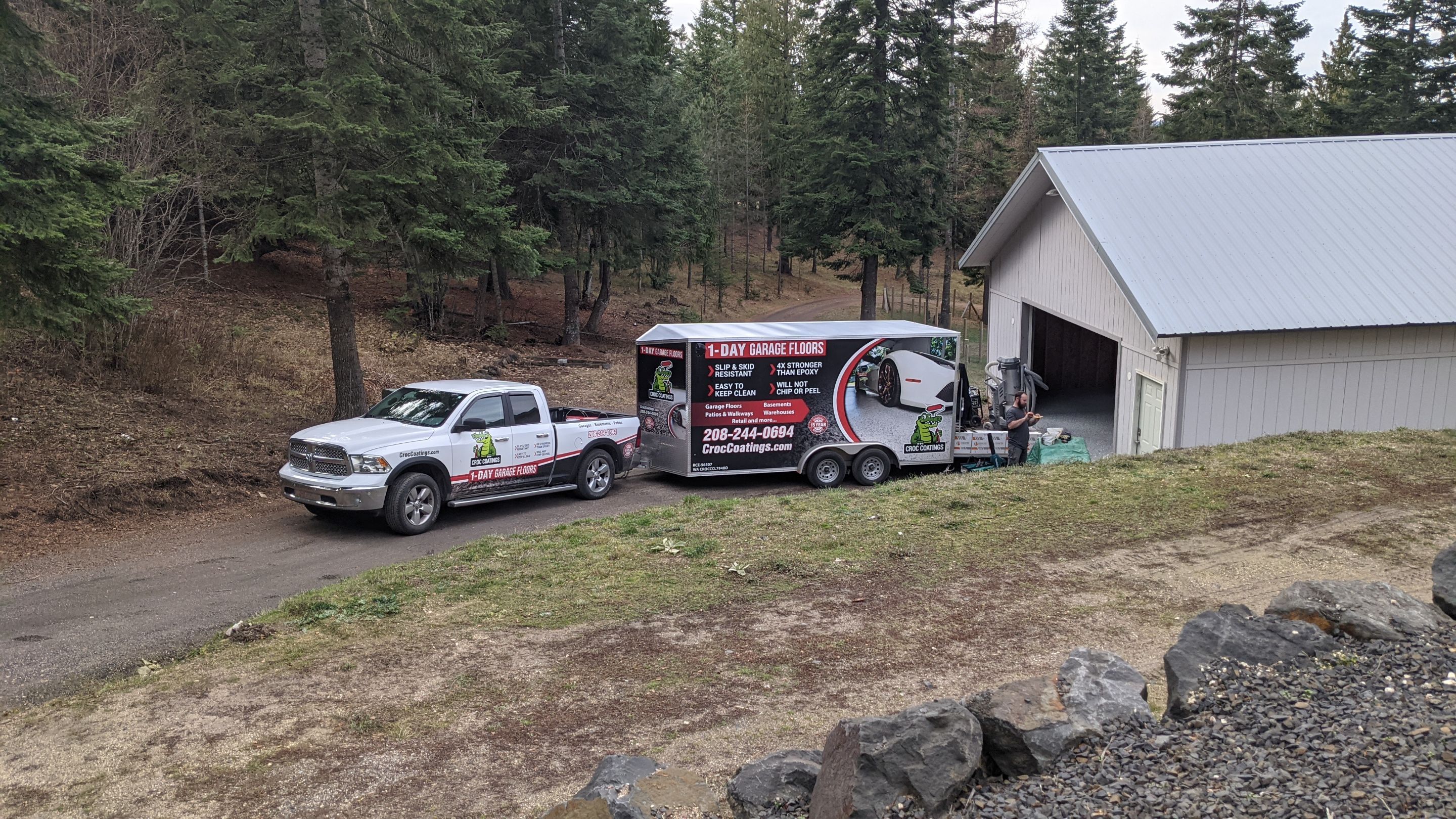 Garage Transformation using Penntek Evolution System and Smoke Color by Croc Coatings, LLC