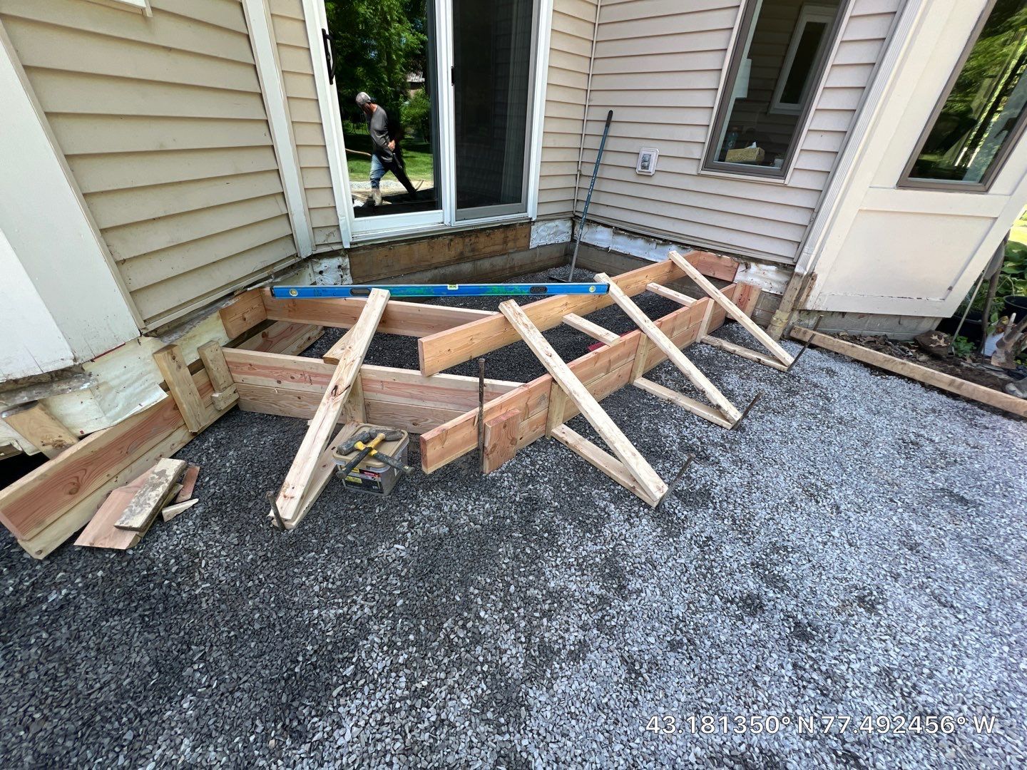 Heavy stone stamped concrete patio and sidewalk  by NG Masonry & Construction LLC