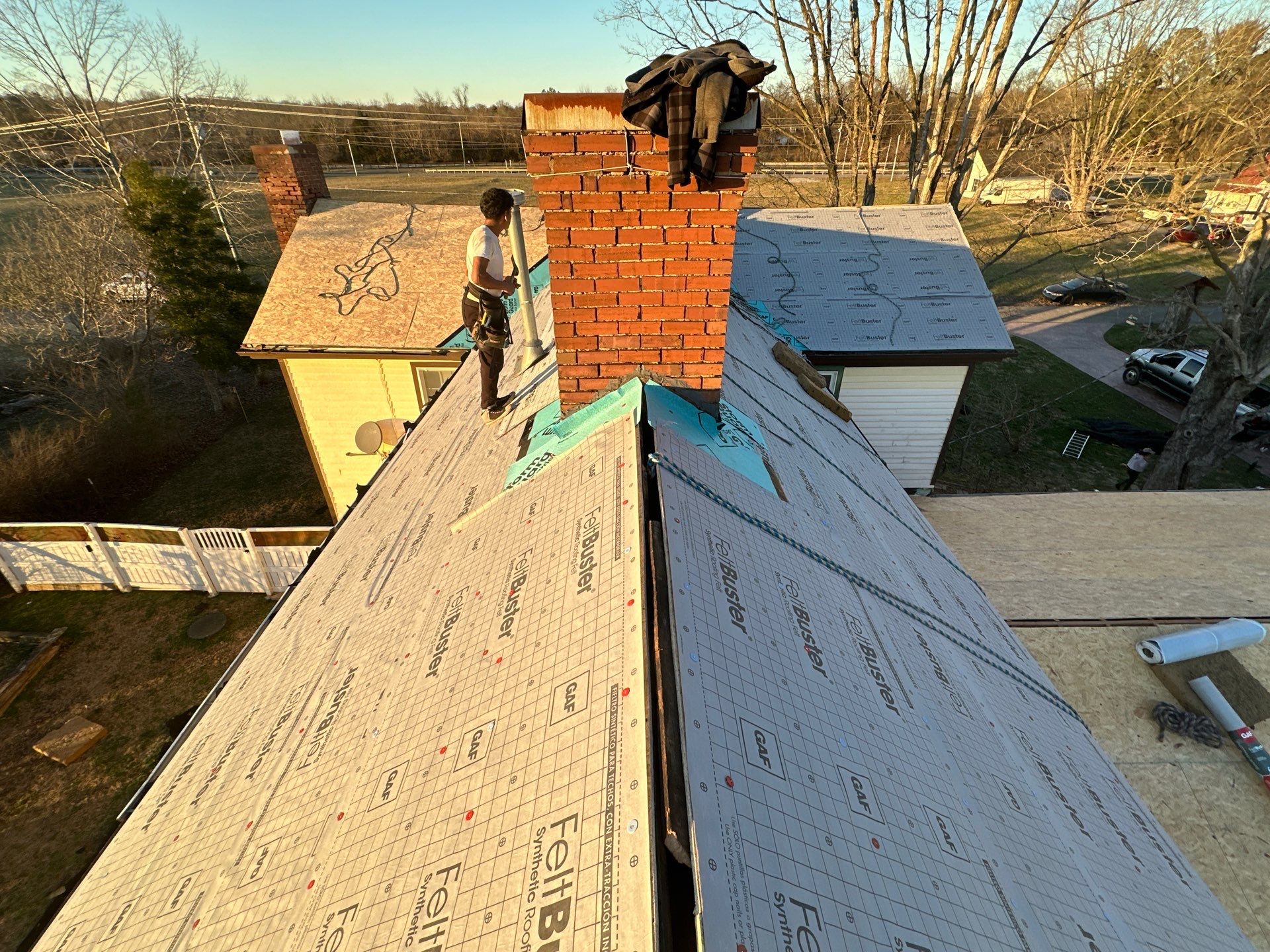 Residential Roofing Installation using GAF Timberline HDZ Harvest Blend in Nantucket Morning by Undersun Roofing 