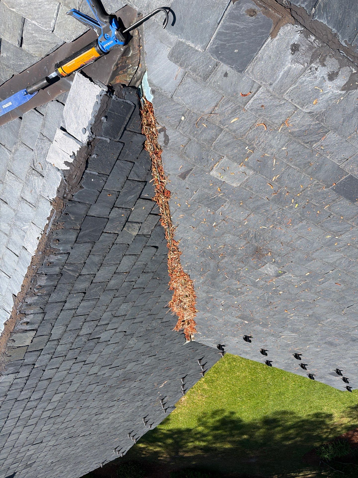 Historical Slate Roof Repair and Chimney Flashing Restoration in West Point by Cade Construction