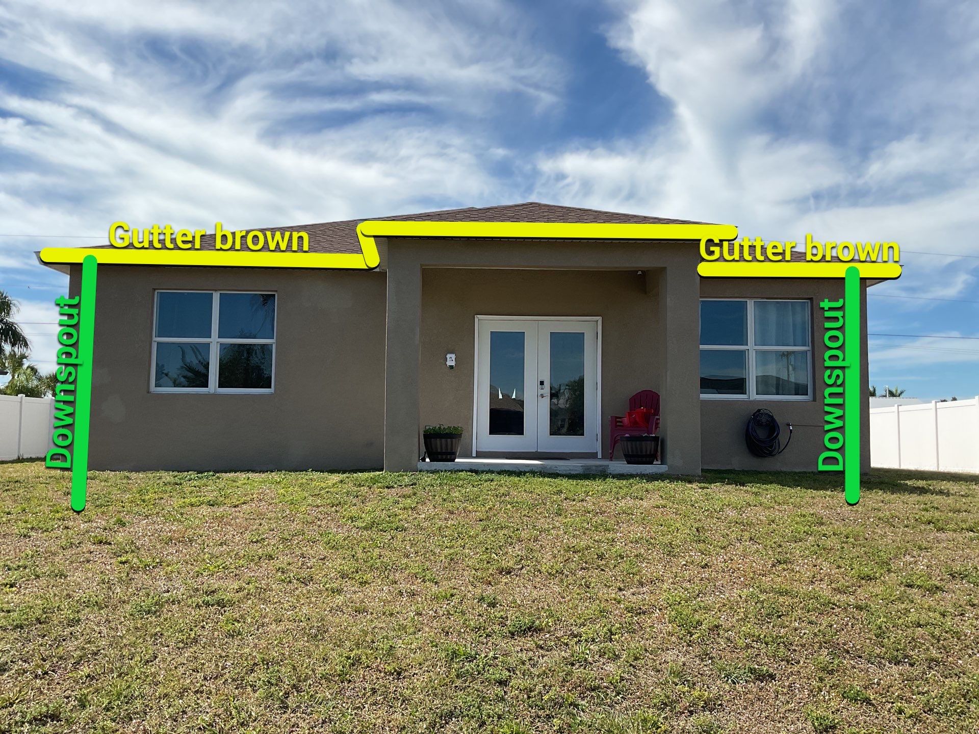 Royal Brown Seamless Gutters in Cape Coral FL by Gutter Professors