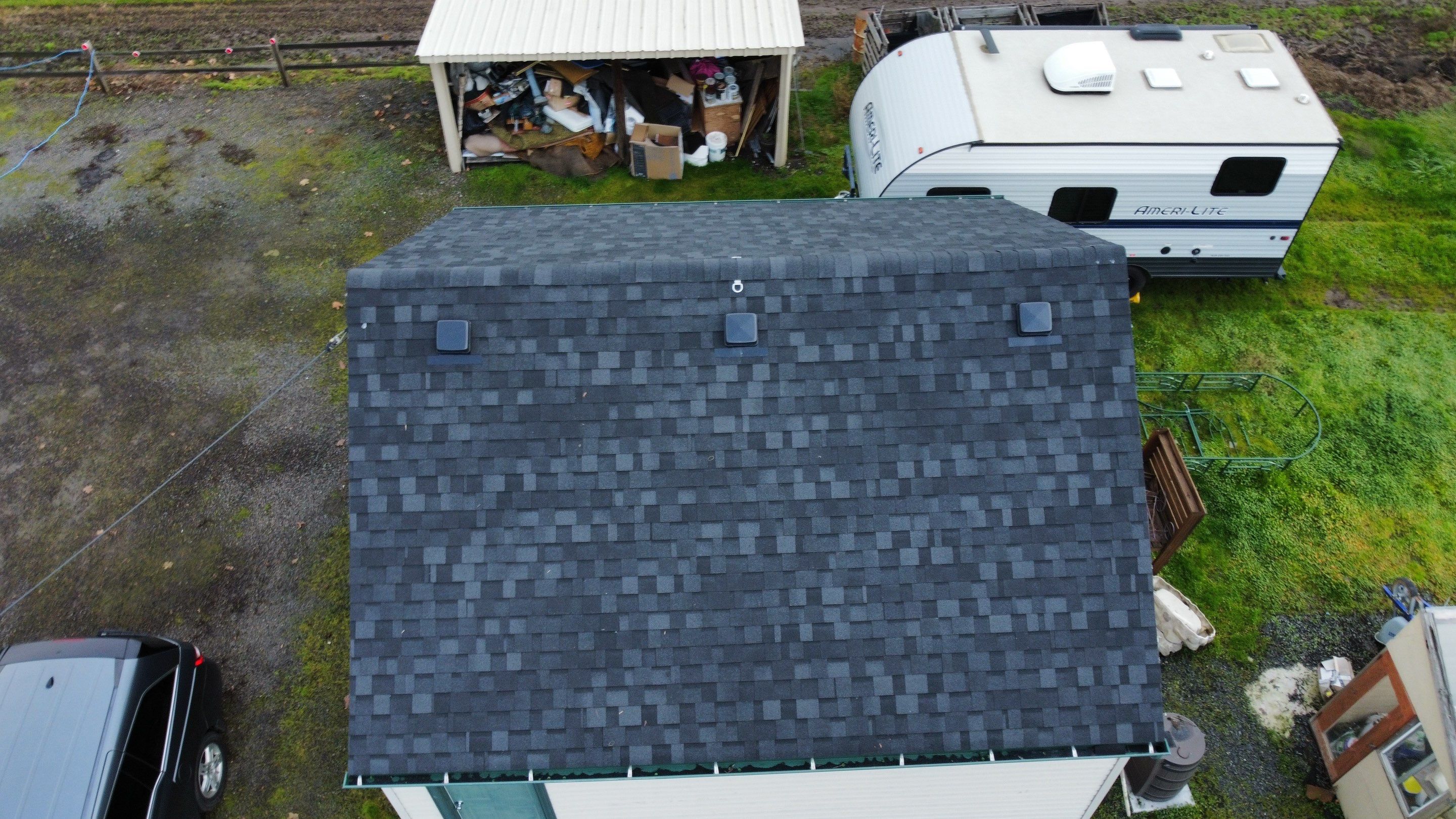 Residential Roofing Installation using IKO Dynasty (Color: Granite Black) by Orezona Building & Roofing Company, Inc.
