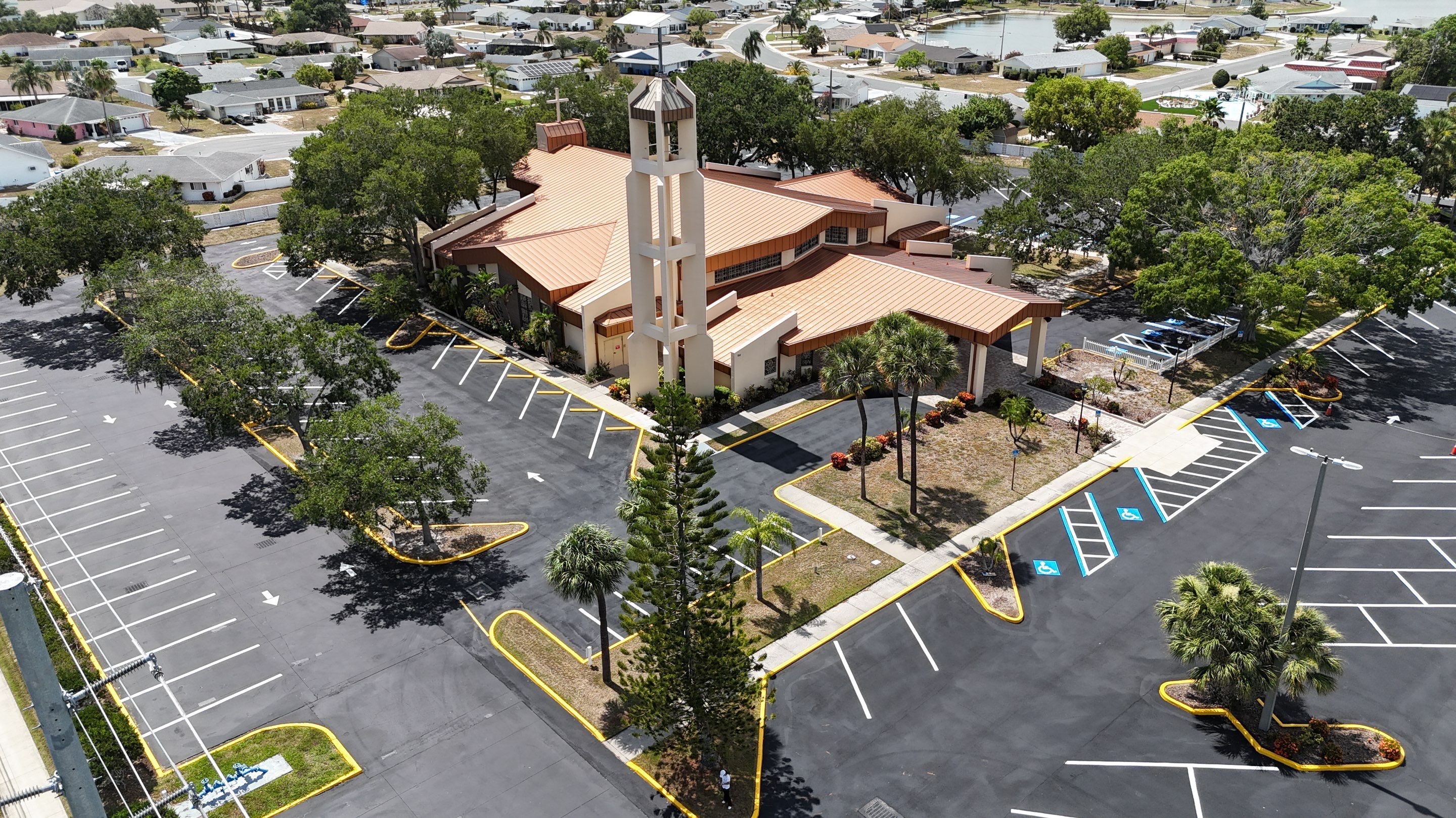 Comprehensive Asphalt Repair and Sealcoating for Sun City Center Church by Everline Coatings & Services - Southwest FL
